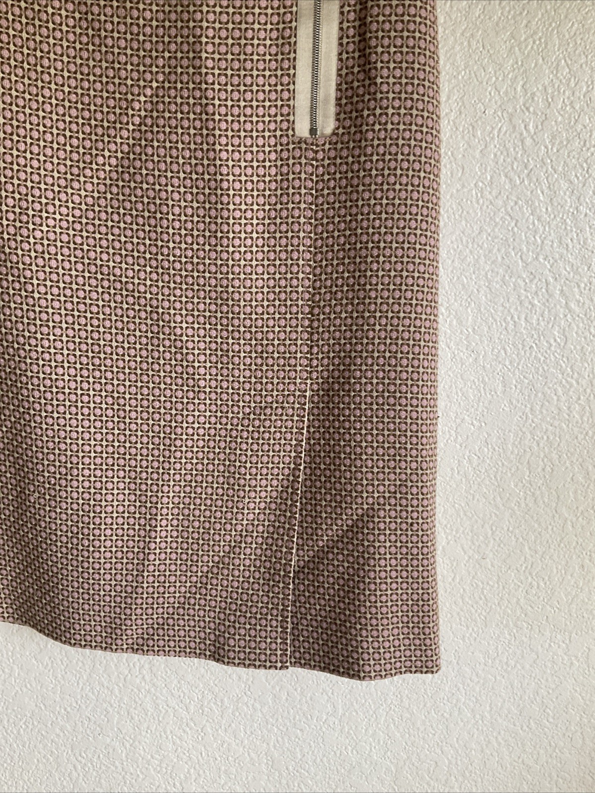 ANN TAYLOR Women’s Skirt Petite 2 Mini Pink Ivory Wool Blend Lined Slit