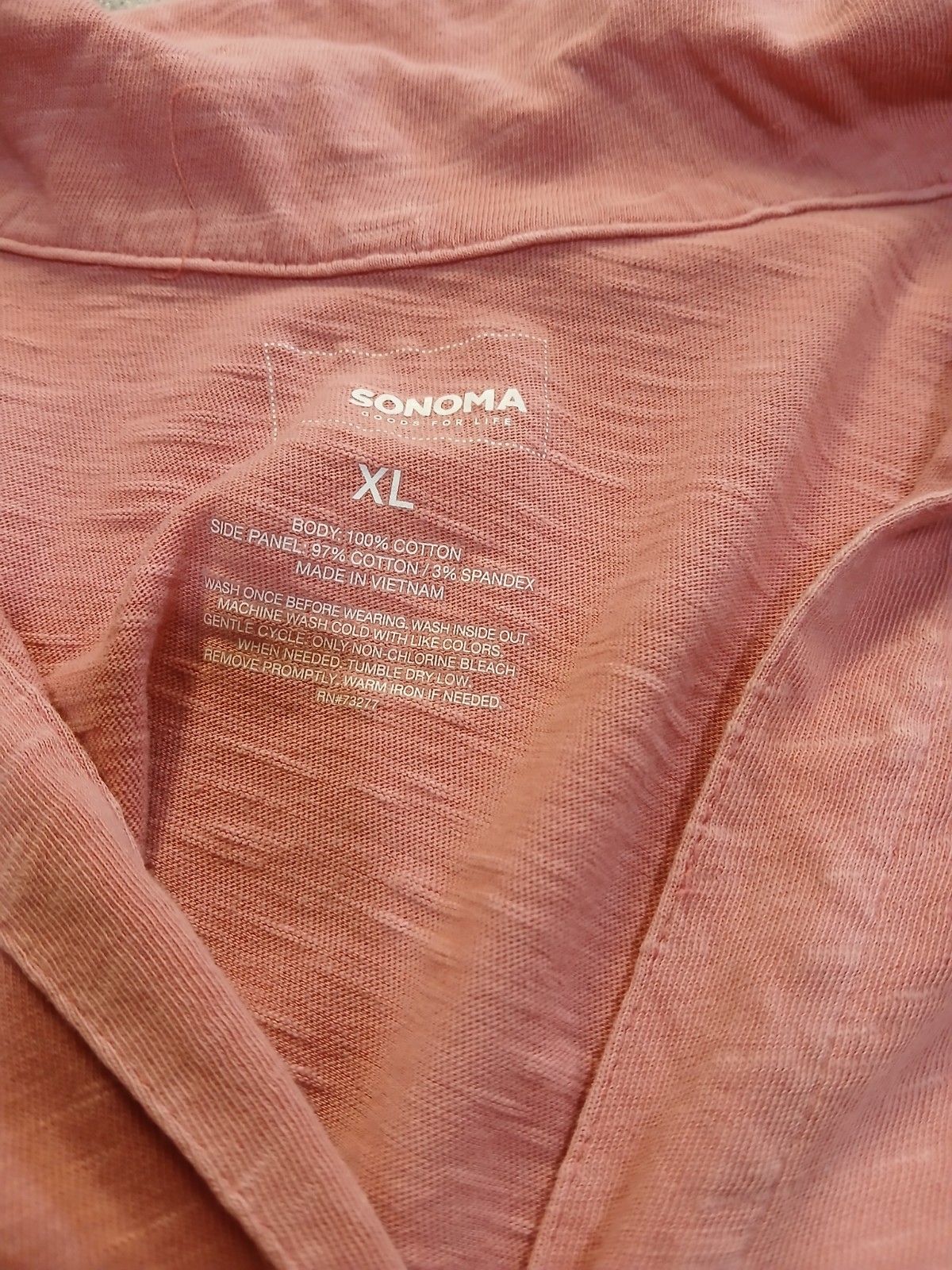 Sonoma womans XL Pink Solid Long Sleeve Button-Up Point Collar Cotton Blend