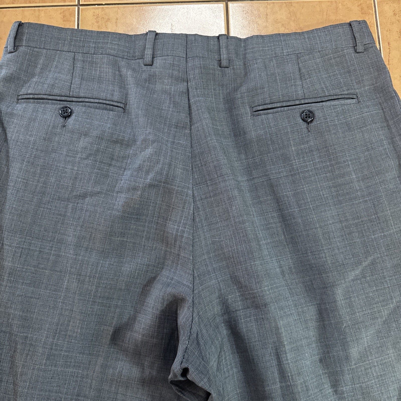 Jack Victor Suit Gray Plaid 44L Pants 38 x 30 Super 110s Wool Pinstripe 2 Piece
