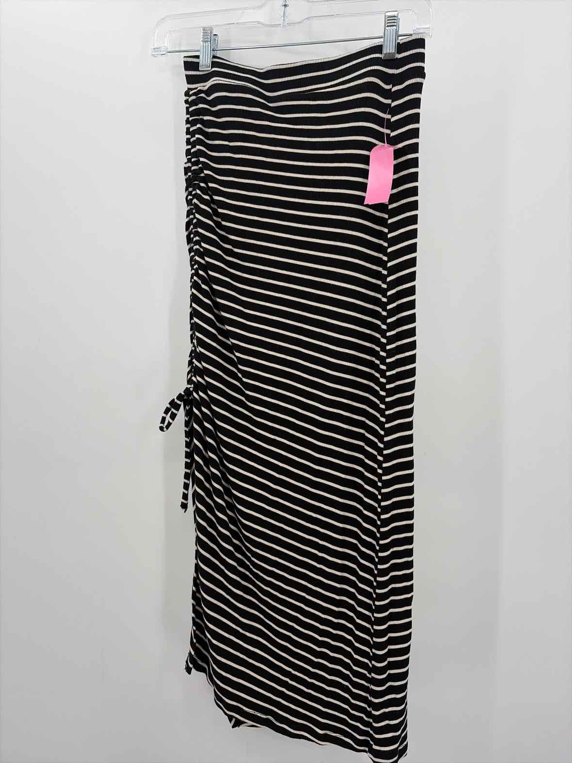 Pre-Owned Lna Black Size XS Stripe Pull On Maxi Skirt