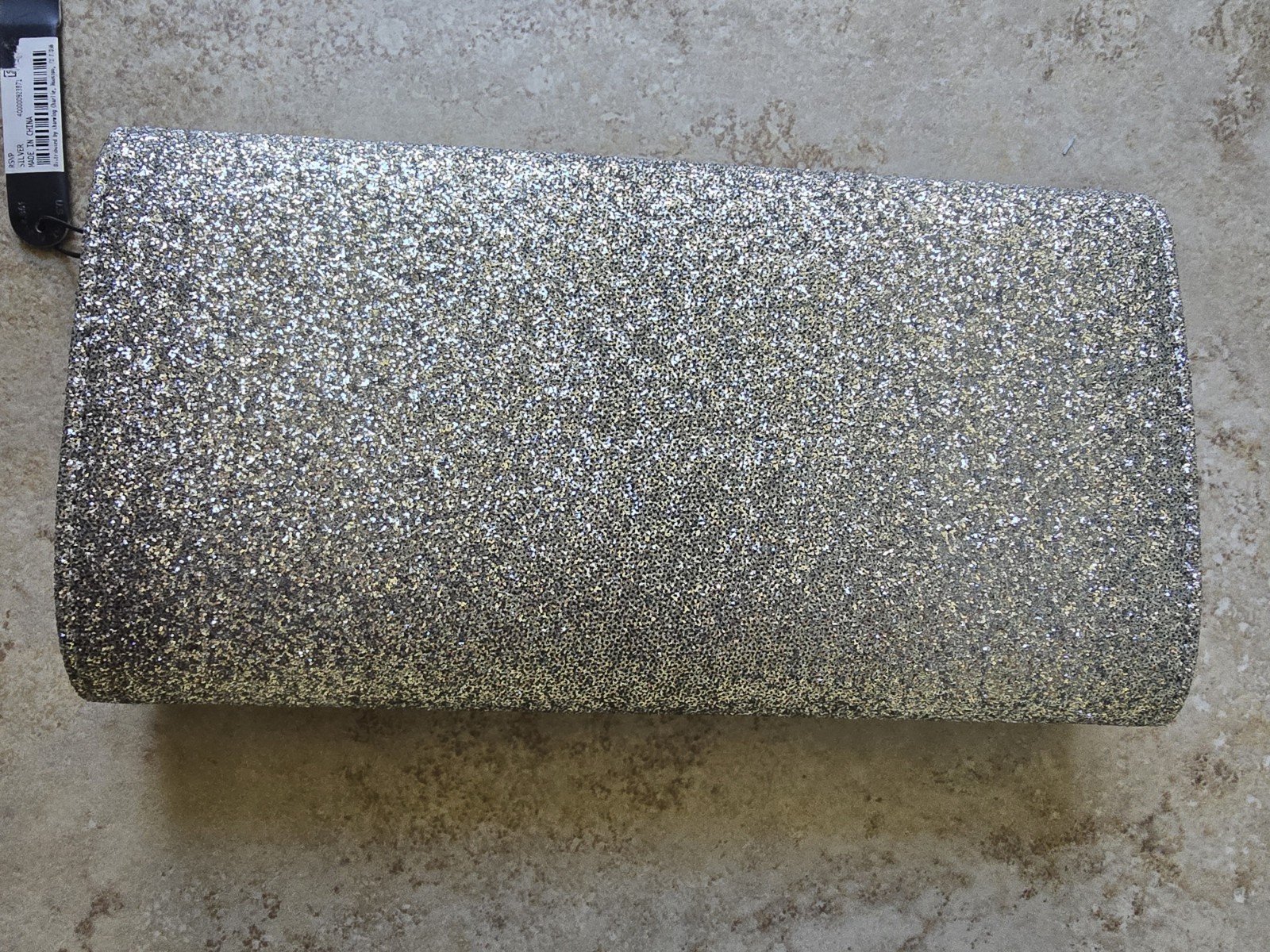 Silver Glitter Evening Clutch Purse Bag w/ Chain Strap~wedding Prom Formal Party