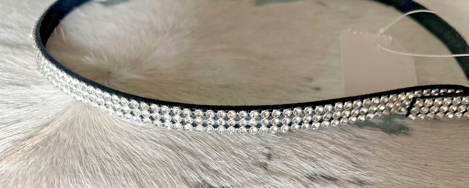 Western Womens Hatband 27.5 x 3/8 in Crystal Buckle 3 Row Cowboy Rodeo Horse
