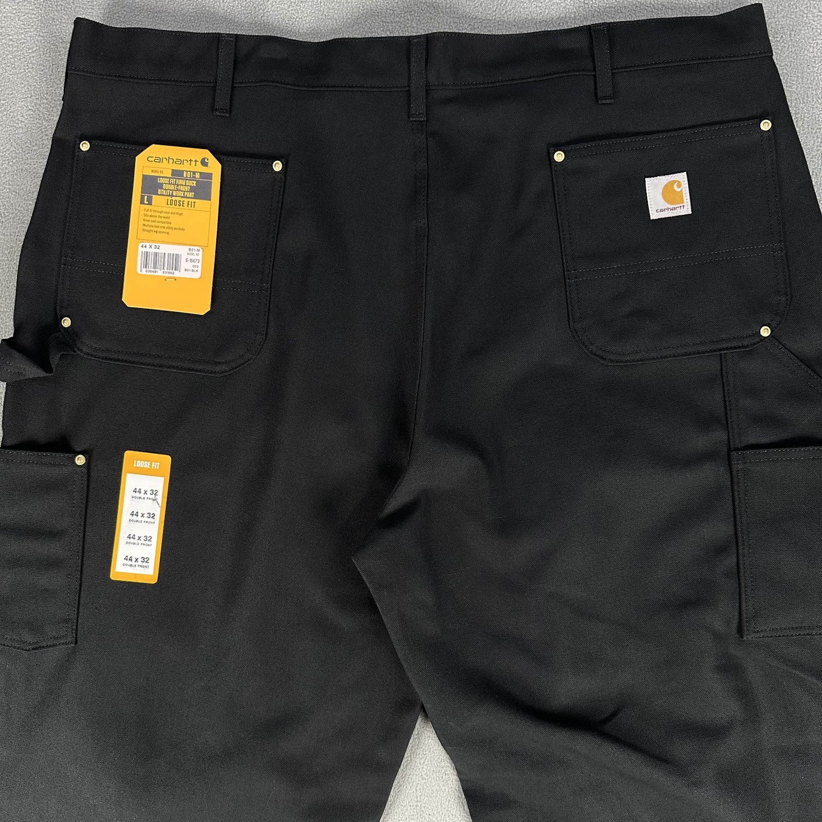 Carhartt Pants 44×32 Black Duck Double Knee Loose Fit Carpenter Workwear New