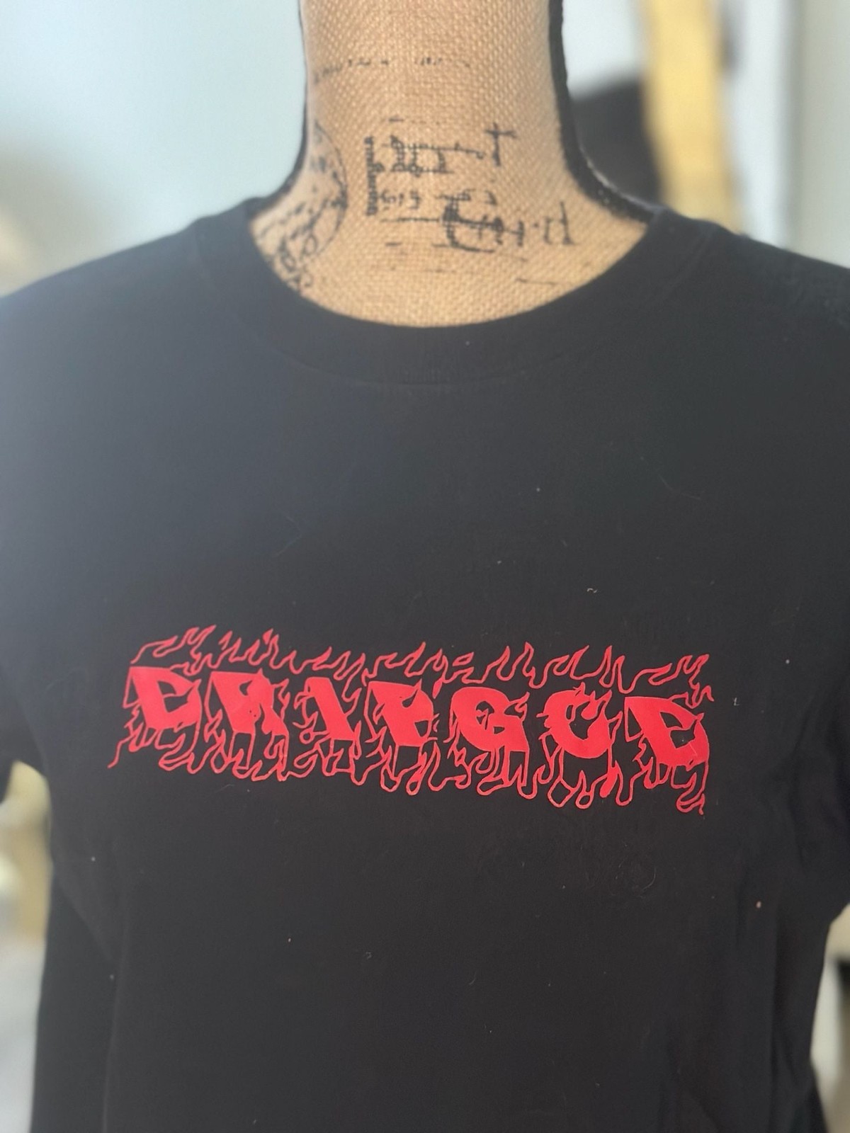 Drip God Worldwide Flame Logo Black Graphic T-Shirt