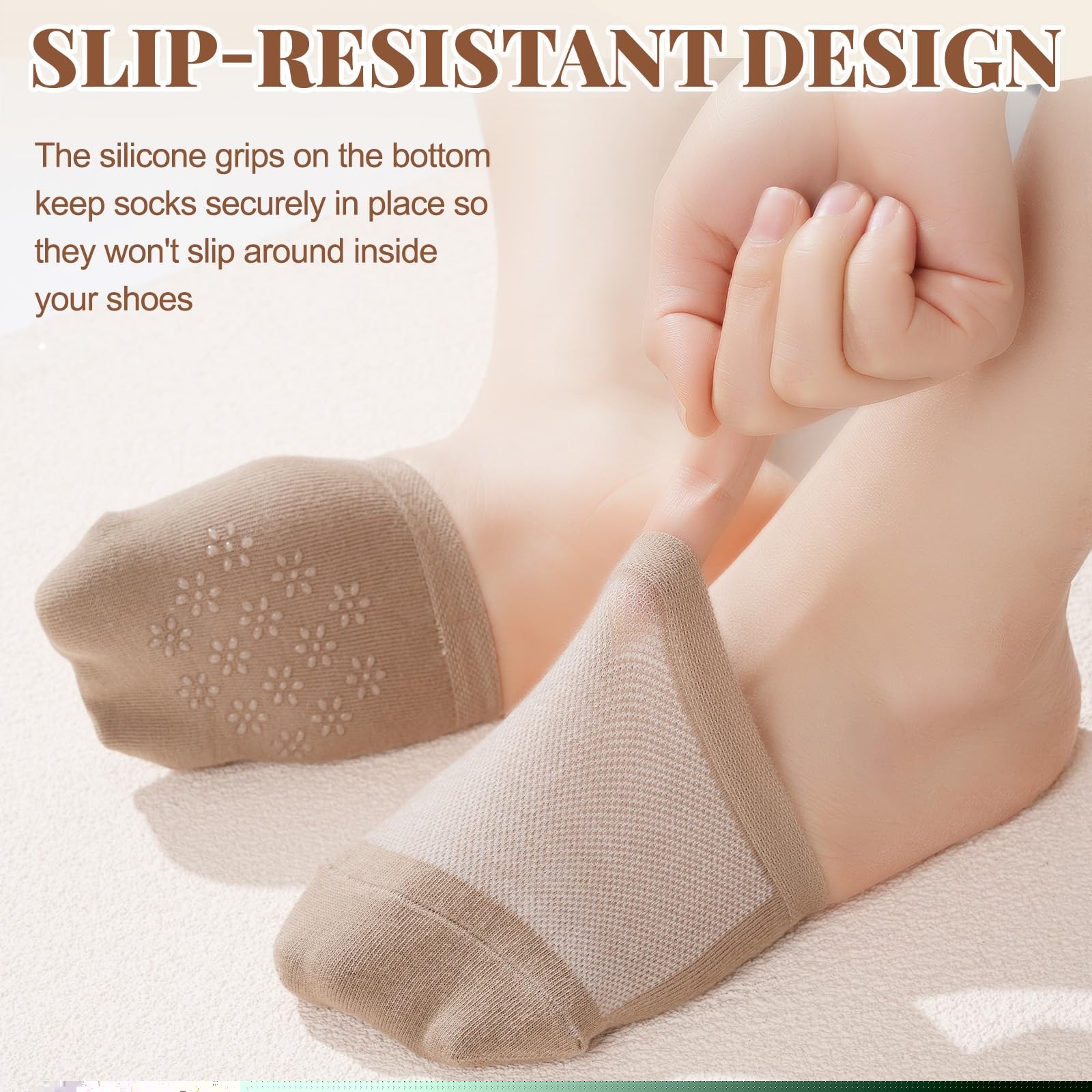8× Invisible Toe Socks Womens for Mules Half Socks Toe Topper Covers Non-slip US