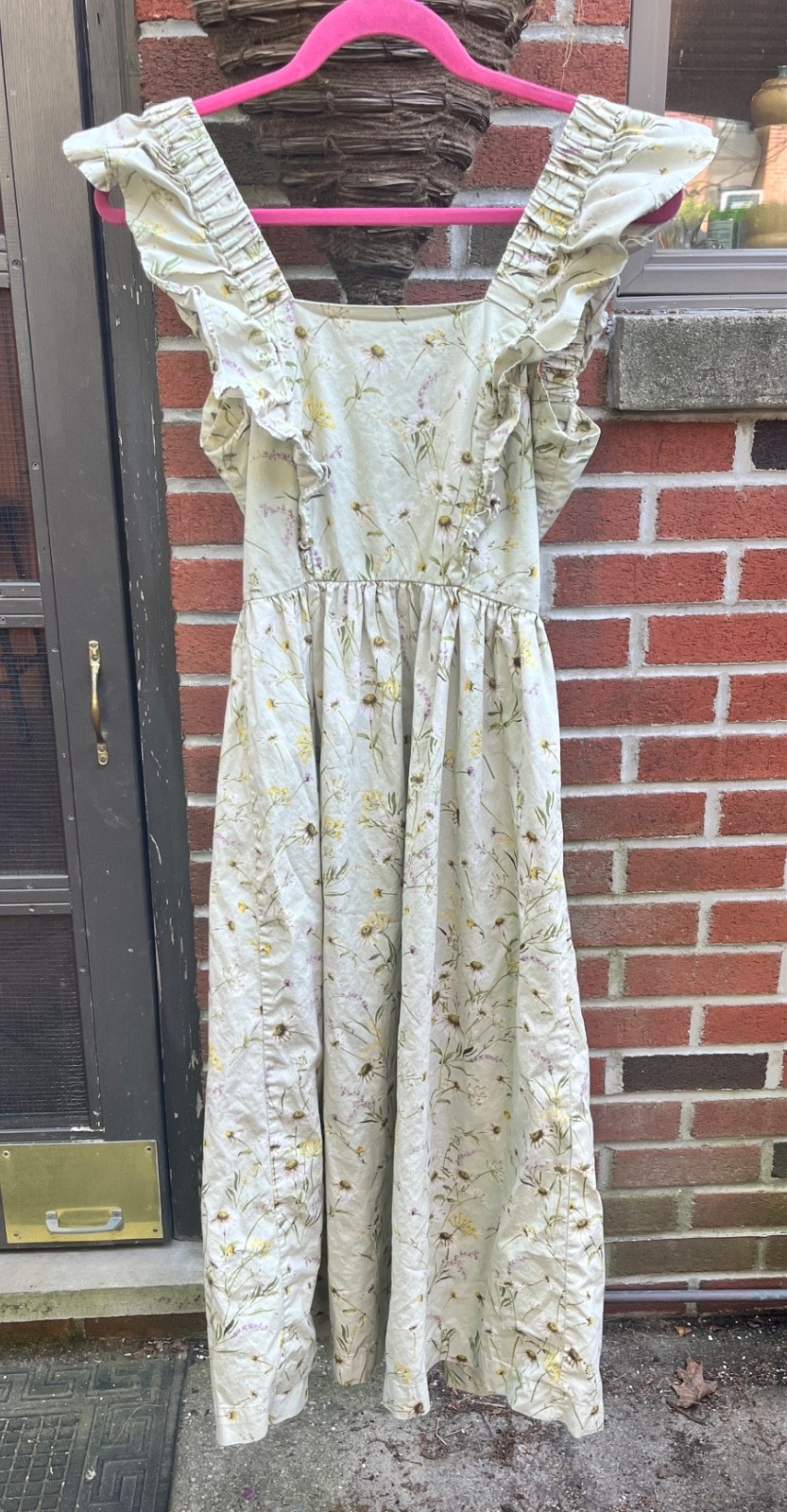 H&M Dress Womens XS Light Green Floral Smocked Bodice Maxi Strapless Sundress