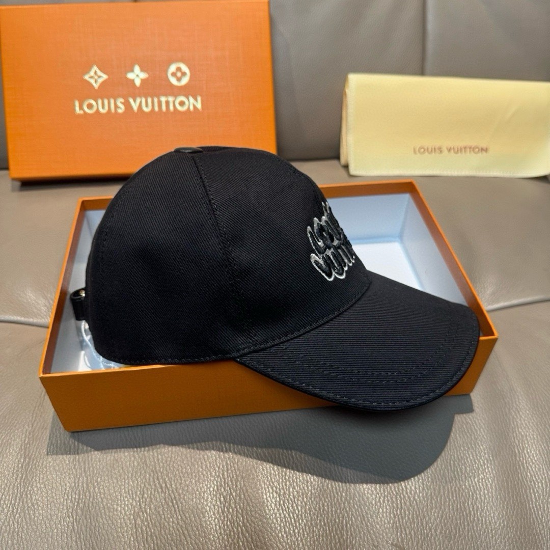 Louis Vuitton Black Solid Baseball Cap One Size Unisex Adults Designer