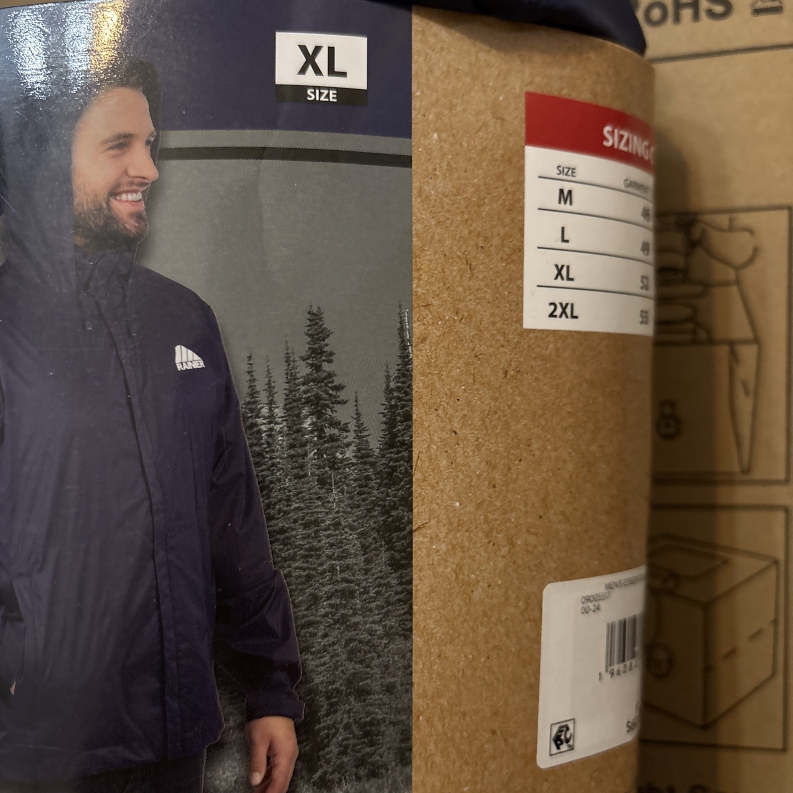 NEW Men’s Rainier Essential Raincoat Jacket Navy Blue w/Hood Size: X-Large