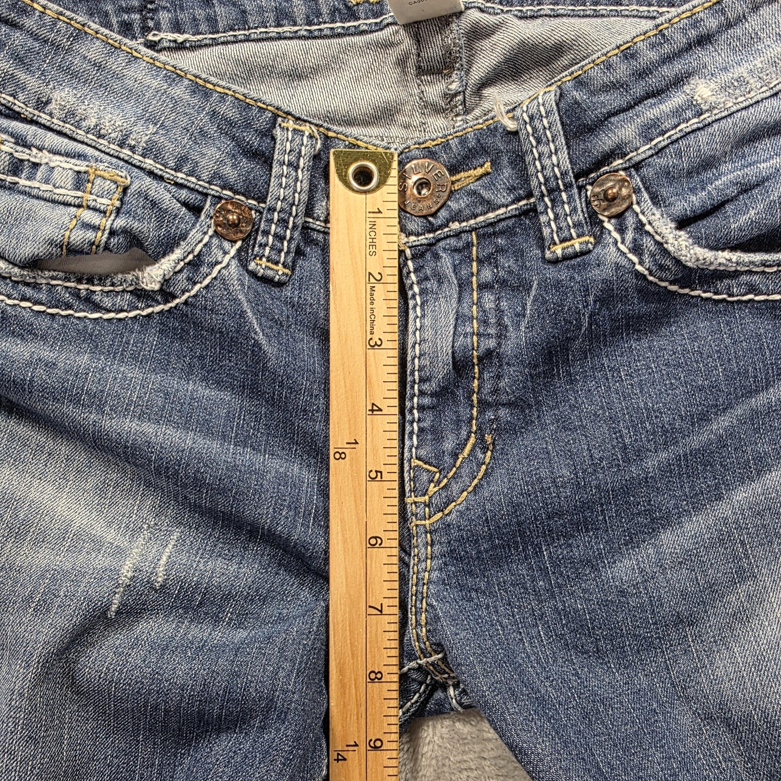 Silver Jeans Kelli Jeans Womens 28 Blue Relaxed Skinny Distressed Denim Stretch