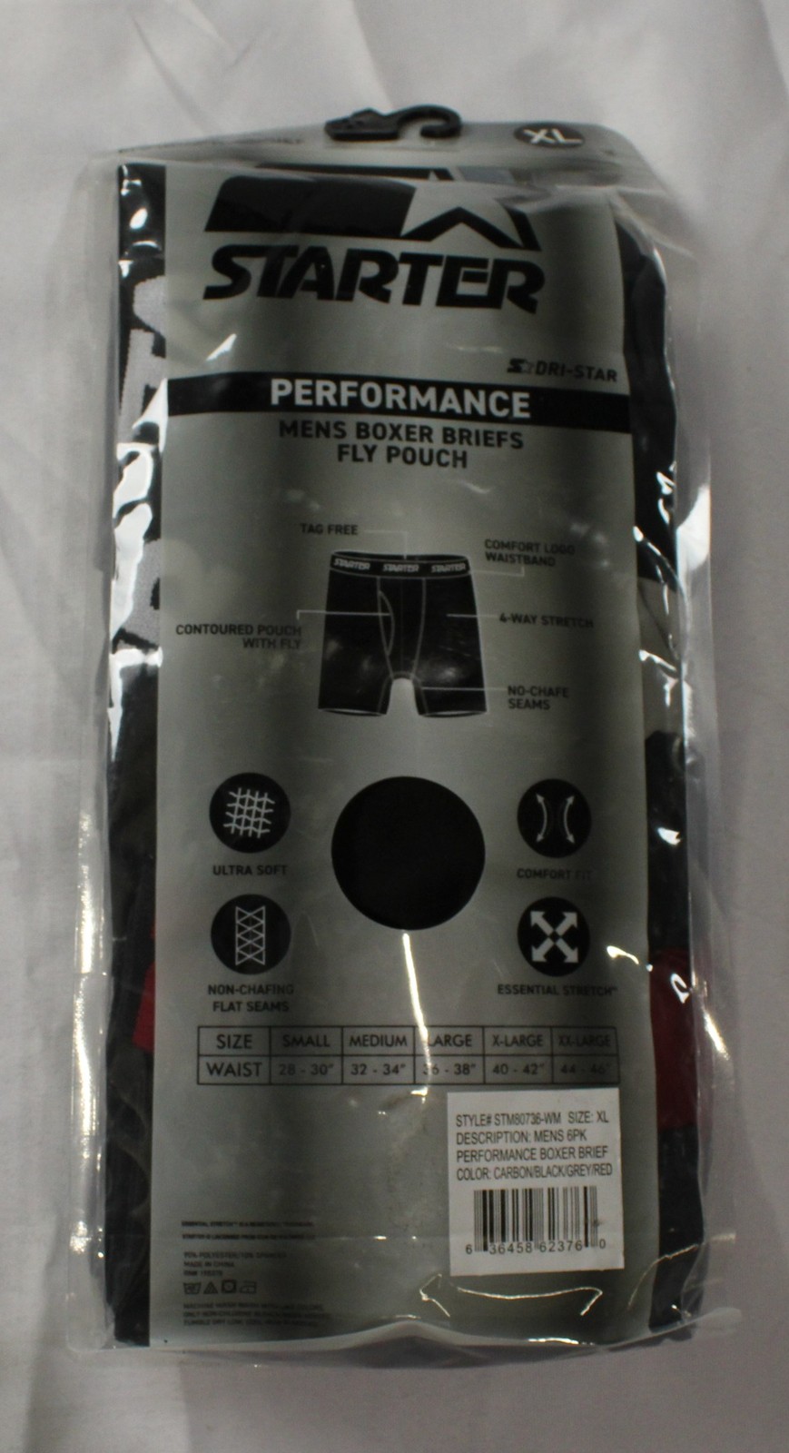 Starter Men’s 6-Pack Performance Boxer Briefs BL1 Multicolor Size XL NWT