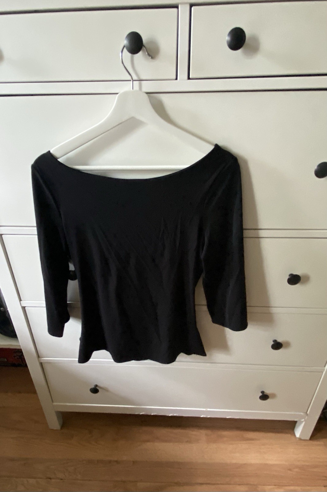 Karen Millen Women’s Black Boatneck 3/4 Sleeve Blouse Top , Size 10