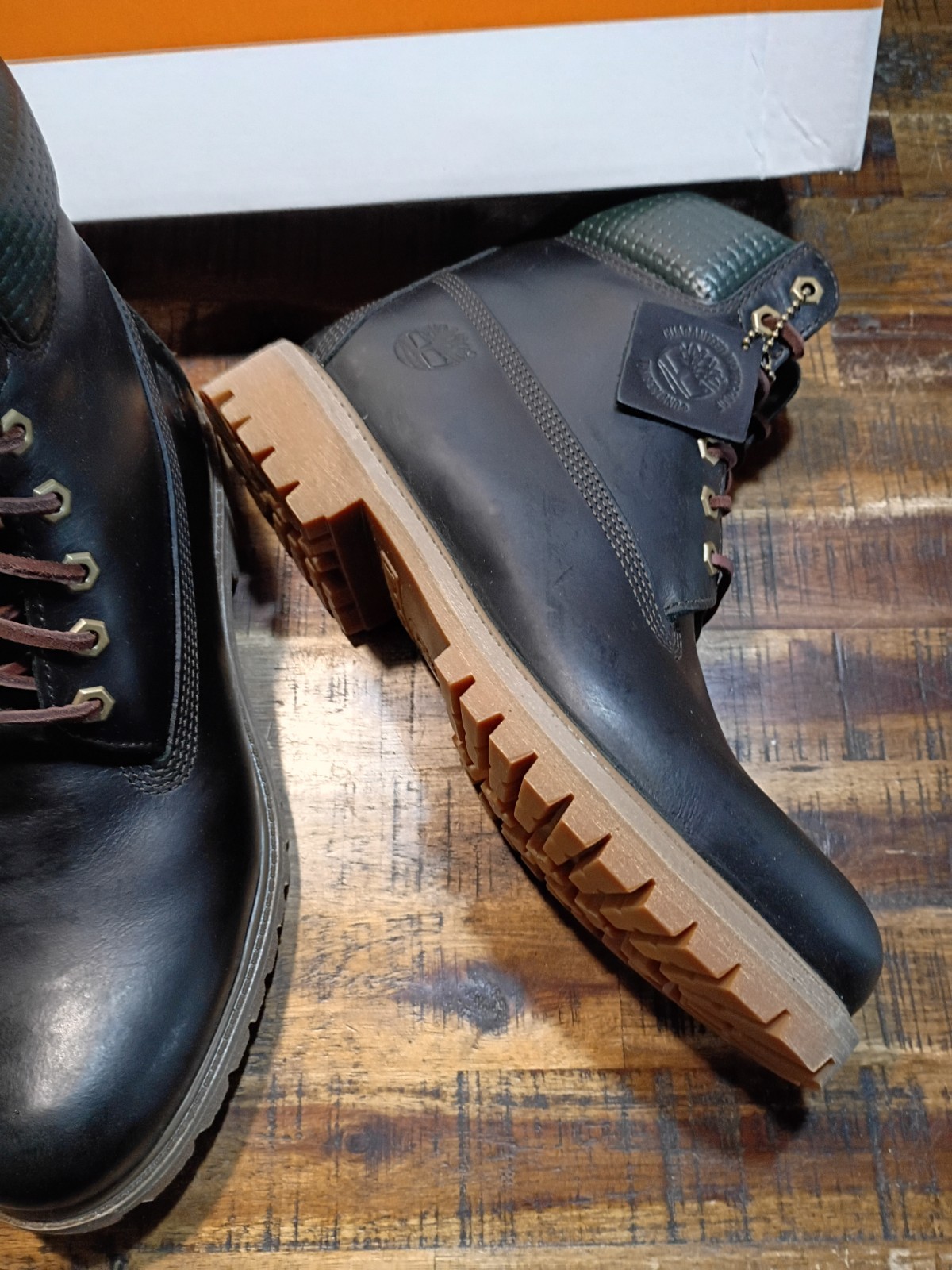 Mens Timberland Premium 6 Waterproof BOOTS Dk. GREEN FULL GRAIN LEATHER Sz 8.5