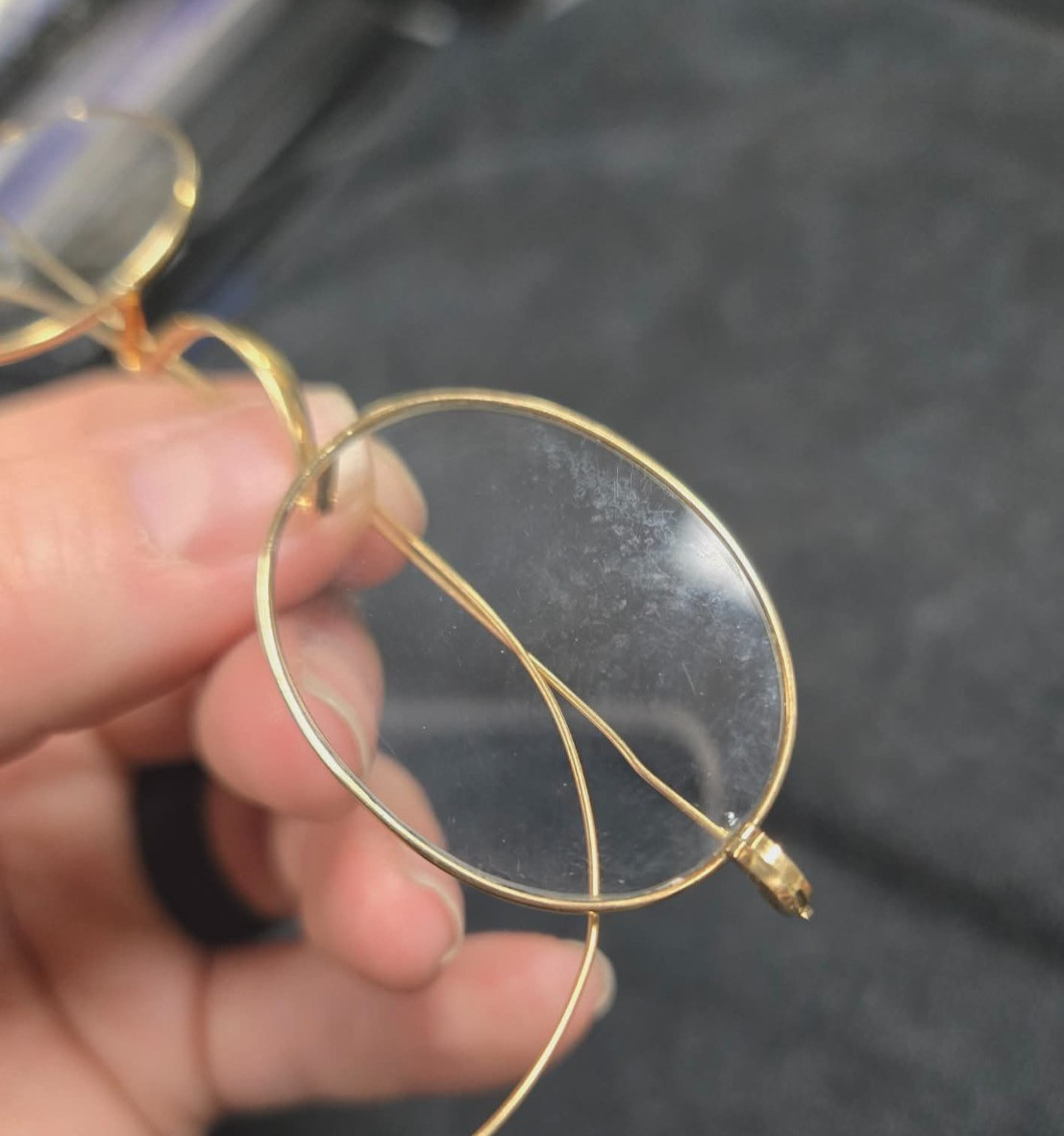 VTG 1950s/1960s Wire Rim Glasses W/Case Gold Colored Marked STLSH