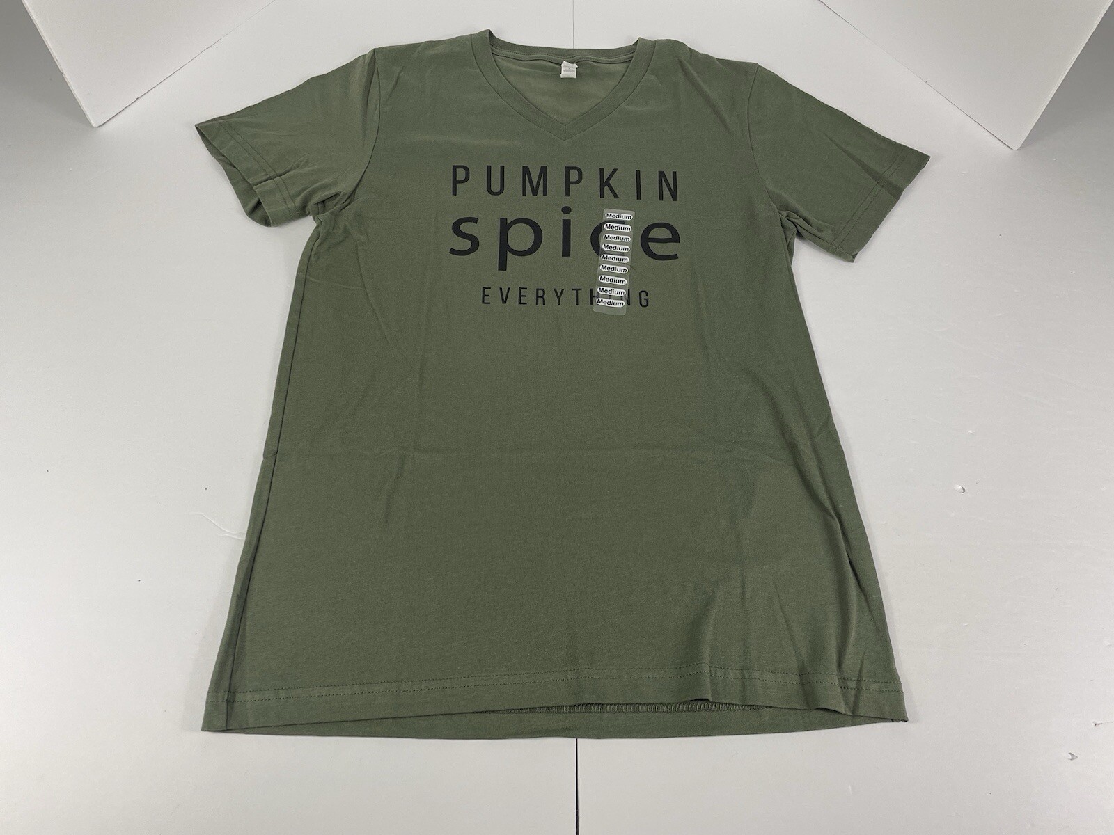 Pumpkin Spice Everything Medium Army Green T Shirt Short Sleeve Bella + Canvas