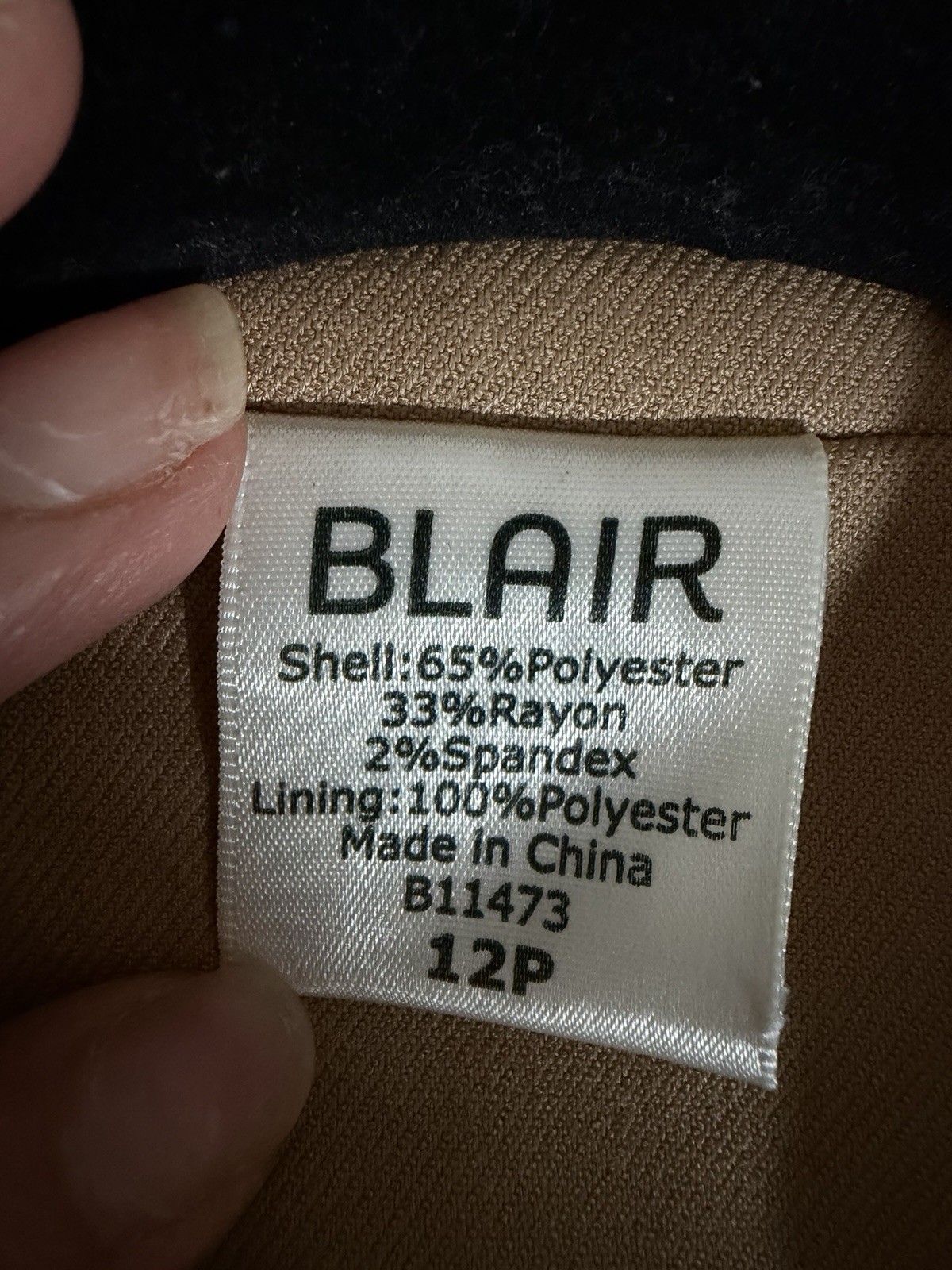 Blair Tan Solid Lined One-Button Blazer Jacket Womens Petite 12P