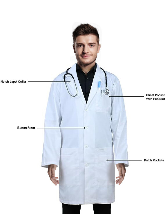 Panda Uniform By Heedfit Professional Unisex White Lab coat 38″ FREE SHIPPING!