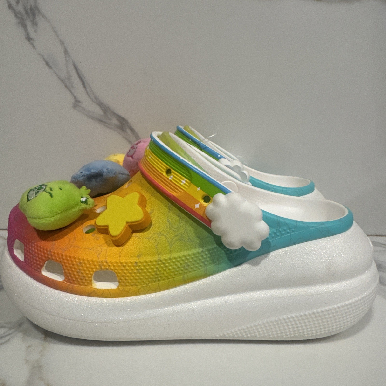 Crocs x Care Bears Crush Clogs Men 4 Women 6 Rainbow Platform Jibbitz Light Up