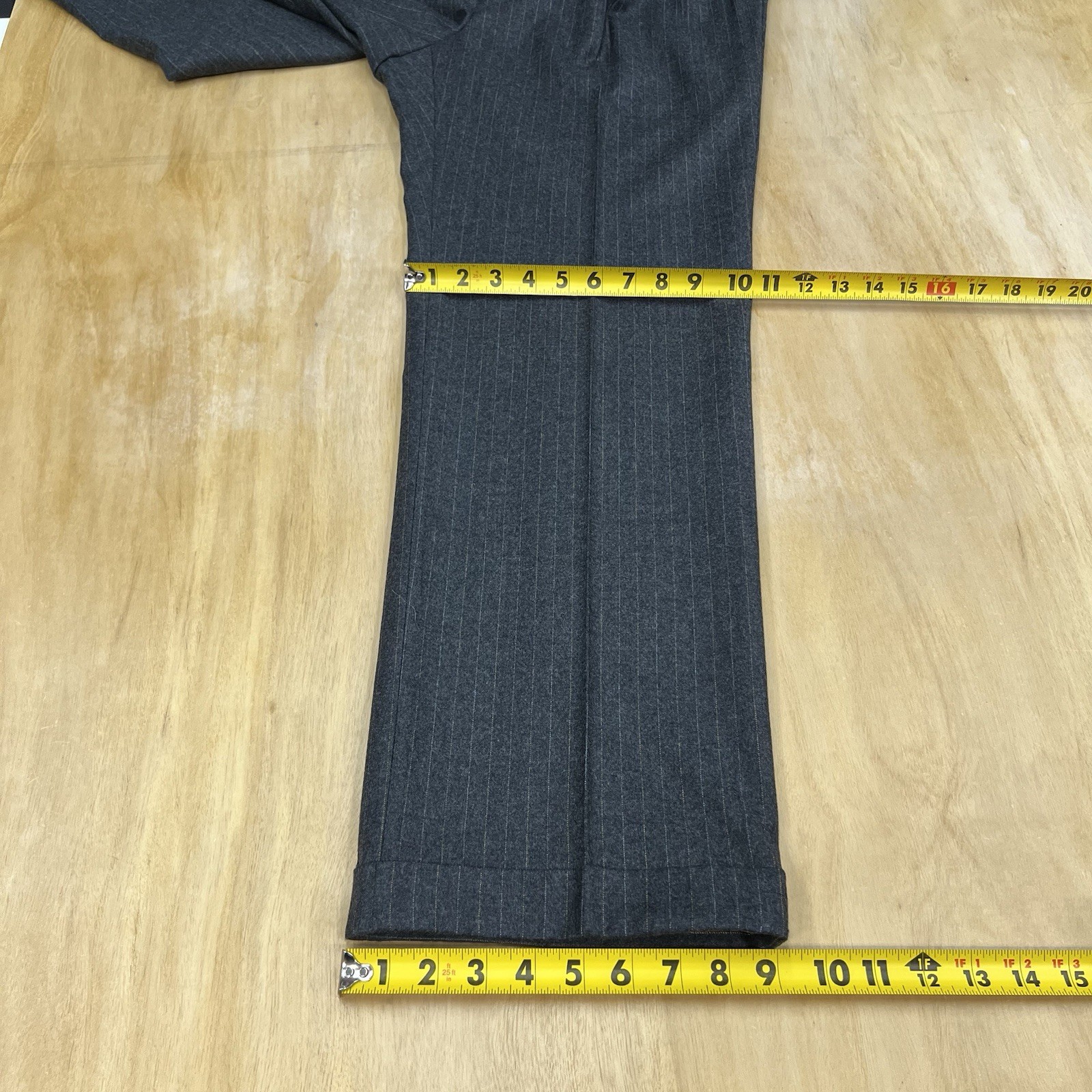 Custom Ermenegildo Zegna Suit 40S Short Cuffed Pleated 32×30 Gray/Orange Flannel