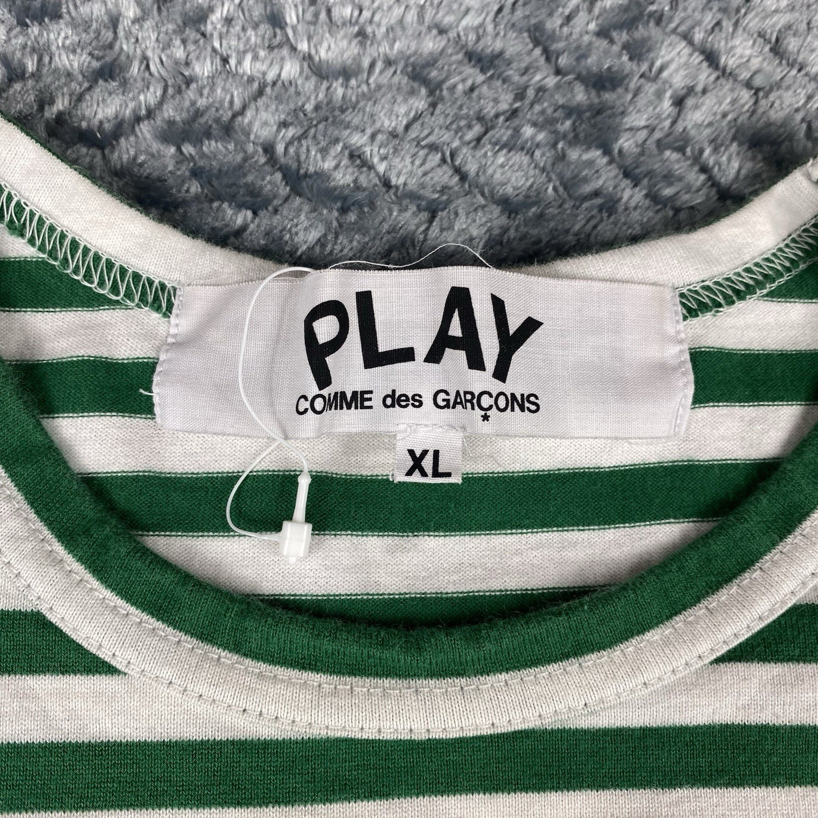 Comme des Garçons CDG Play Long Sleeve Shirt Green Striped Heart XL (SEE PICTURE