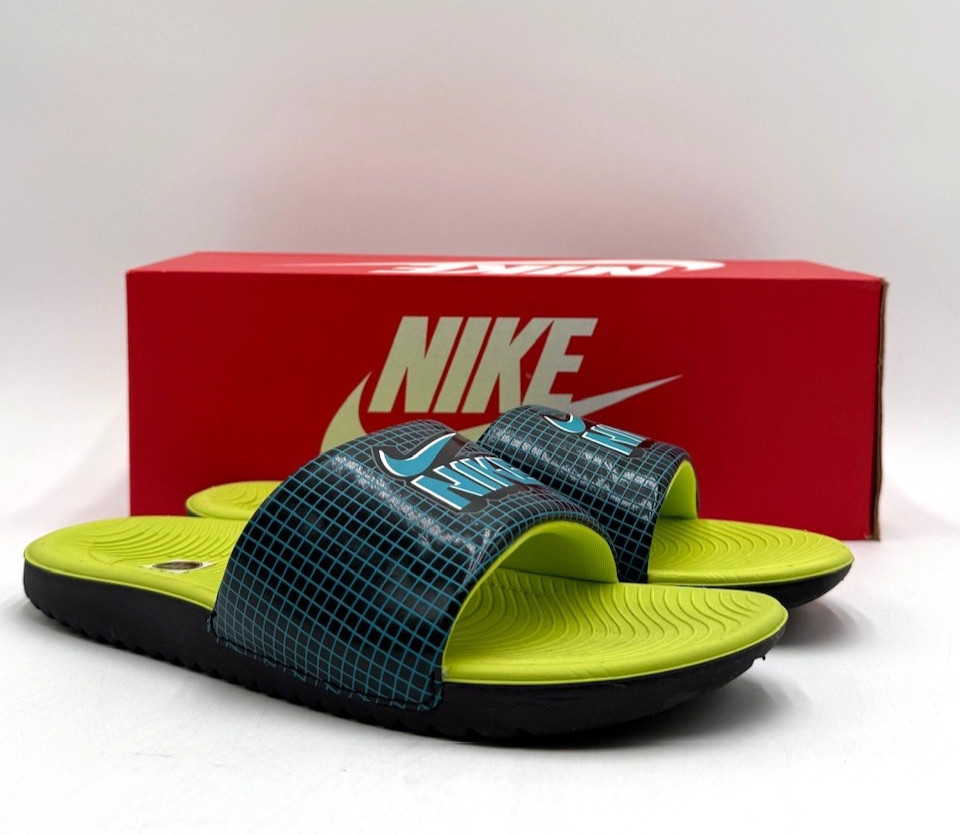 Nike KAWA SLIDE SE1 Black/Aqua Unisex Kids’ NEW Sandal Green Multiple Sizes