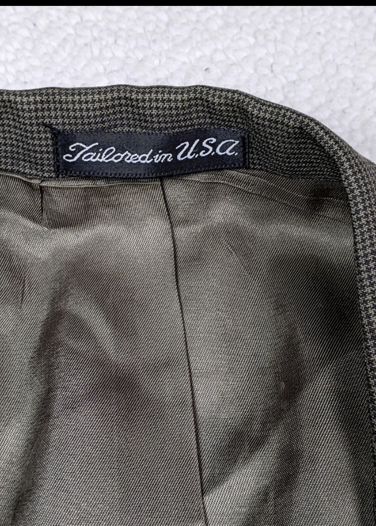 Tom James Mens 44R Jacket Gray Houndstooth Blazer Sport Coat USA Union