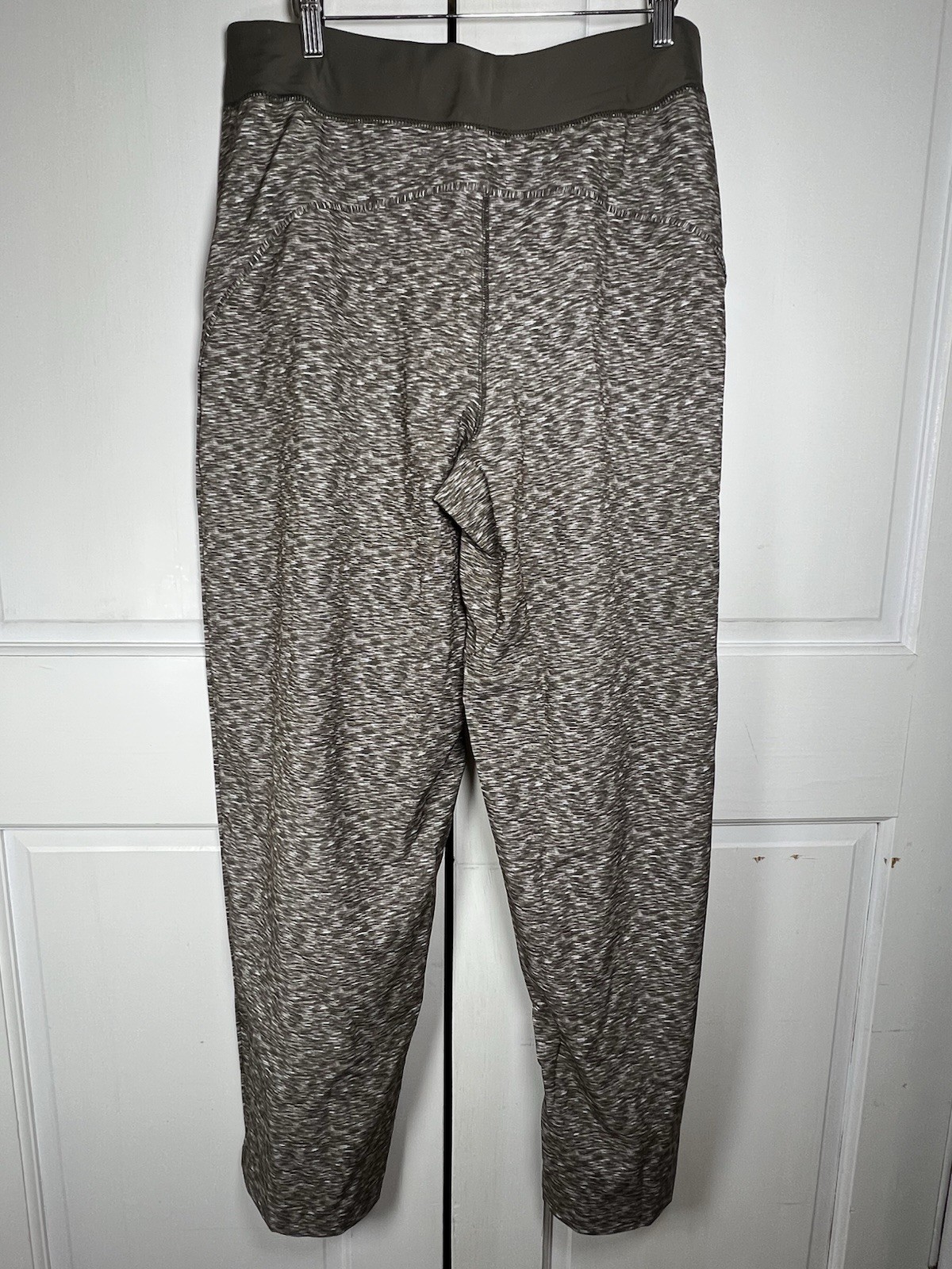 Lands End Everyday Active Pants Flat Front Drawstring Waist Green Space Dye M