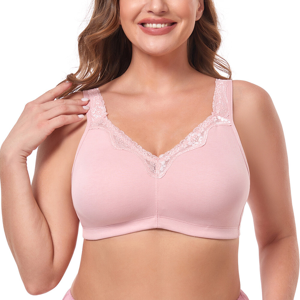 Women Wireless Plus Size Bra Full Coverage Unlined Minimizer Bra Comfort Cotton