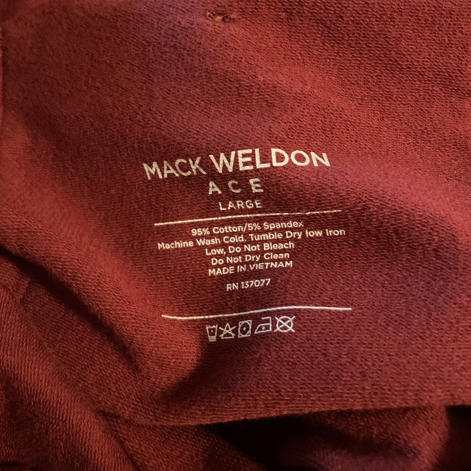 Mack Weldon Ace Pants Mens Large For Daily Wear Sweatpants Drawstring Maroon