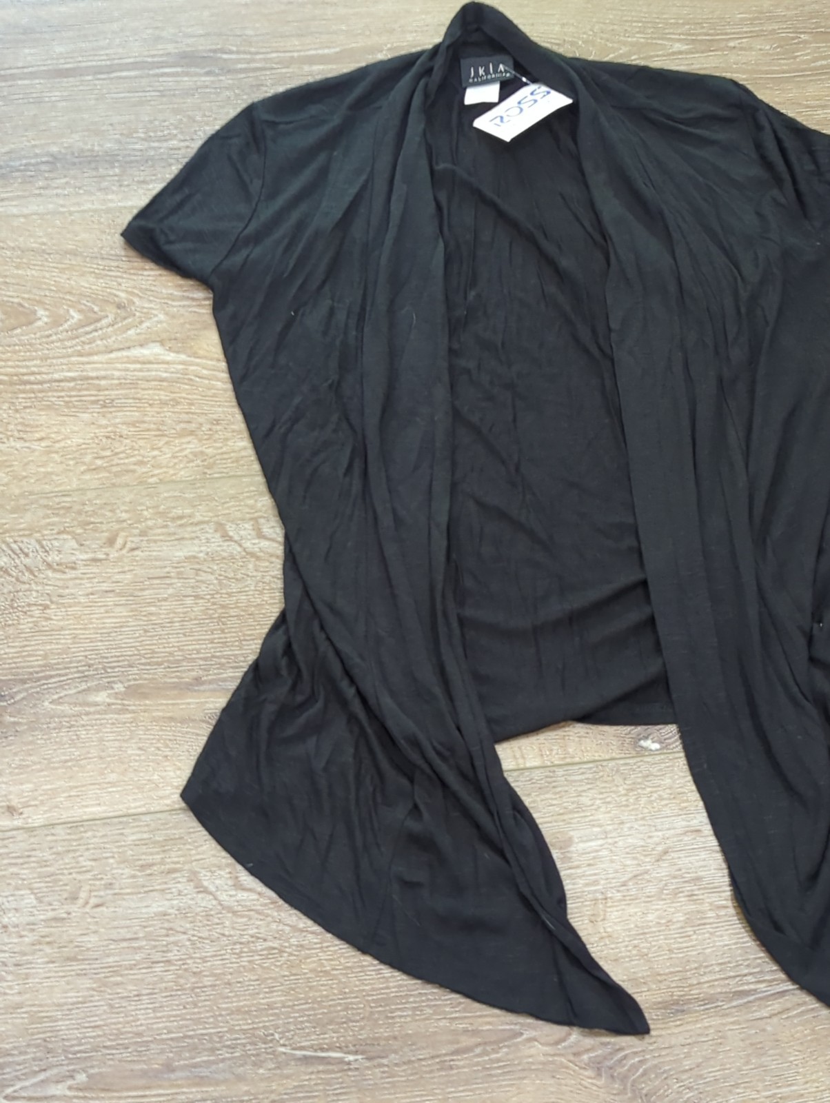 JKLA Open Front Light Weight Cardigan Black Size Medium Sheer Short Sleeve