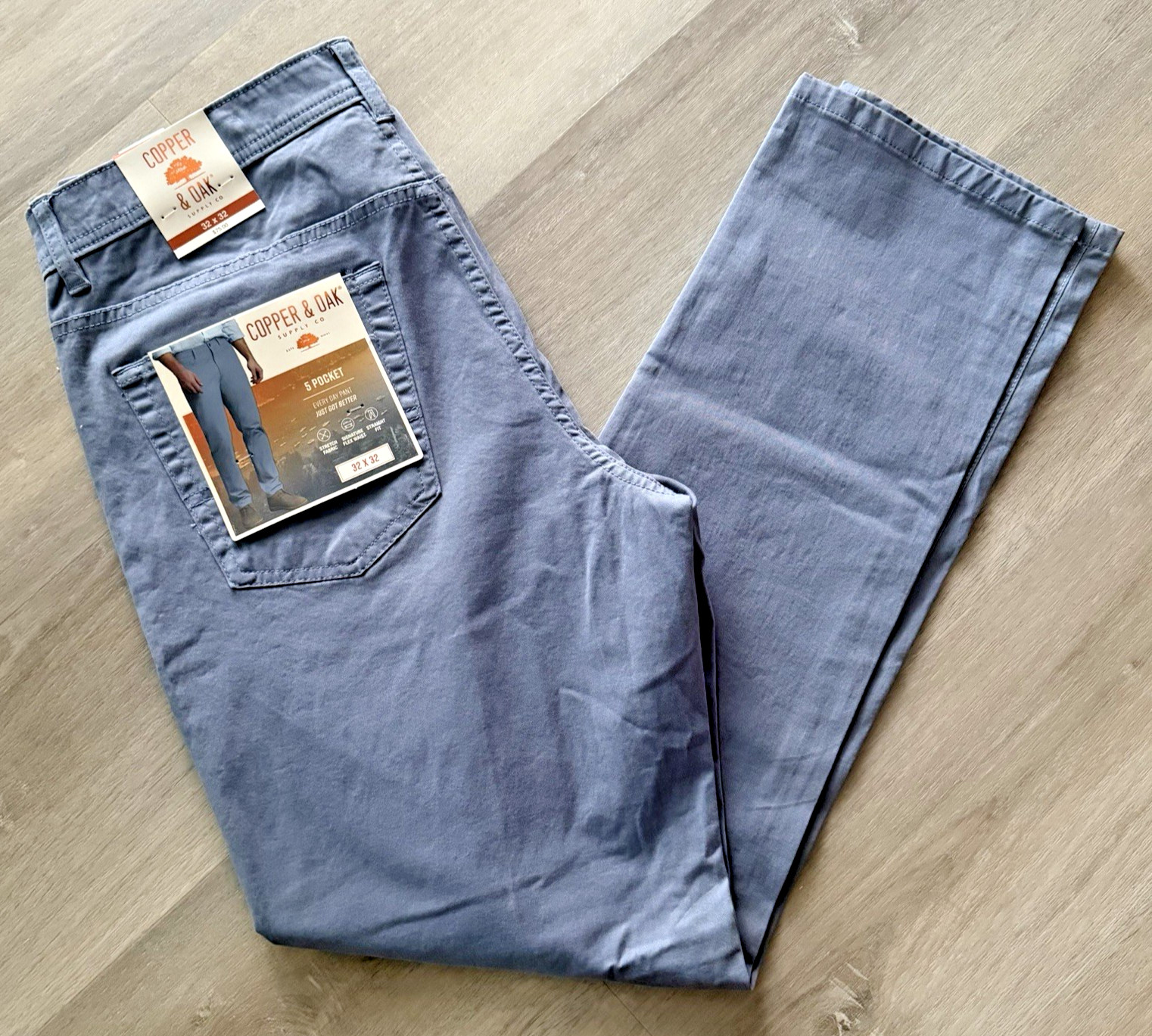 Copper & Oak NWT Men’s 32×32 Pants 5 Pocket Every Day Pant River Blue K5S817 NWT