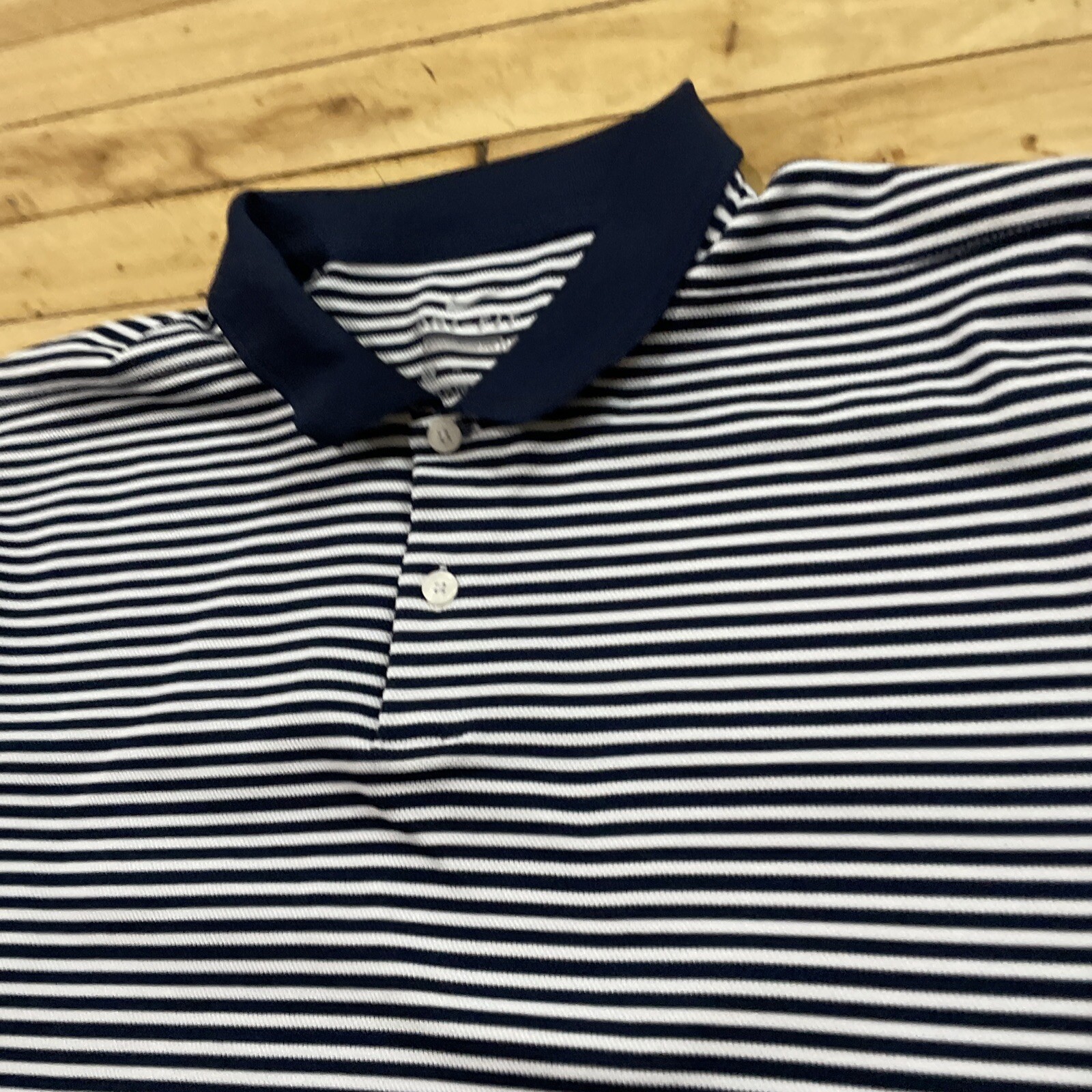 NIKE Dri-Fit Polo Shirt Men XL Blue Striped Preppy Old Money Sports Standard Fit
