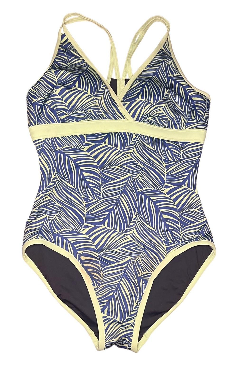 L.L.Bean Slimming Surcoat One-Piece Swimsuit Tropical Palm Print