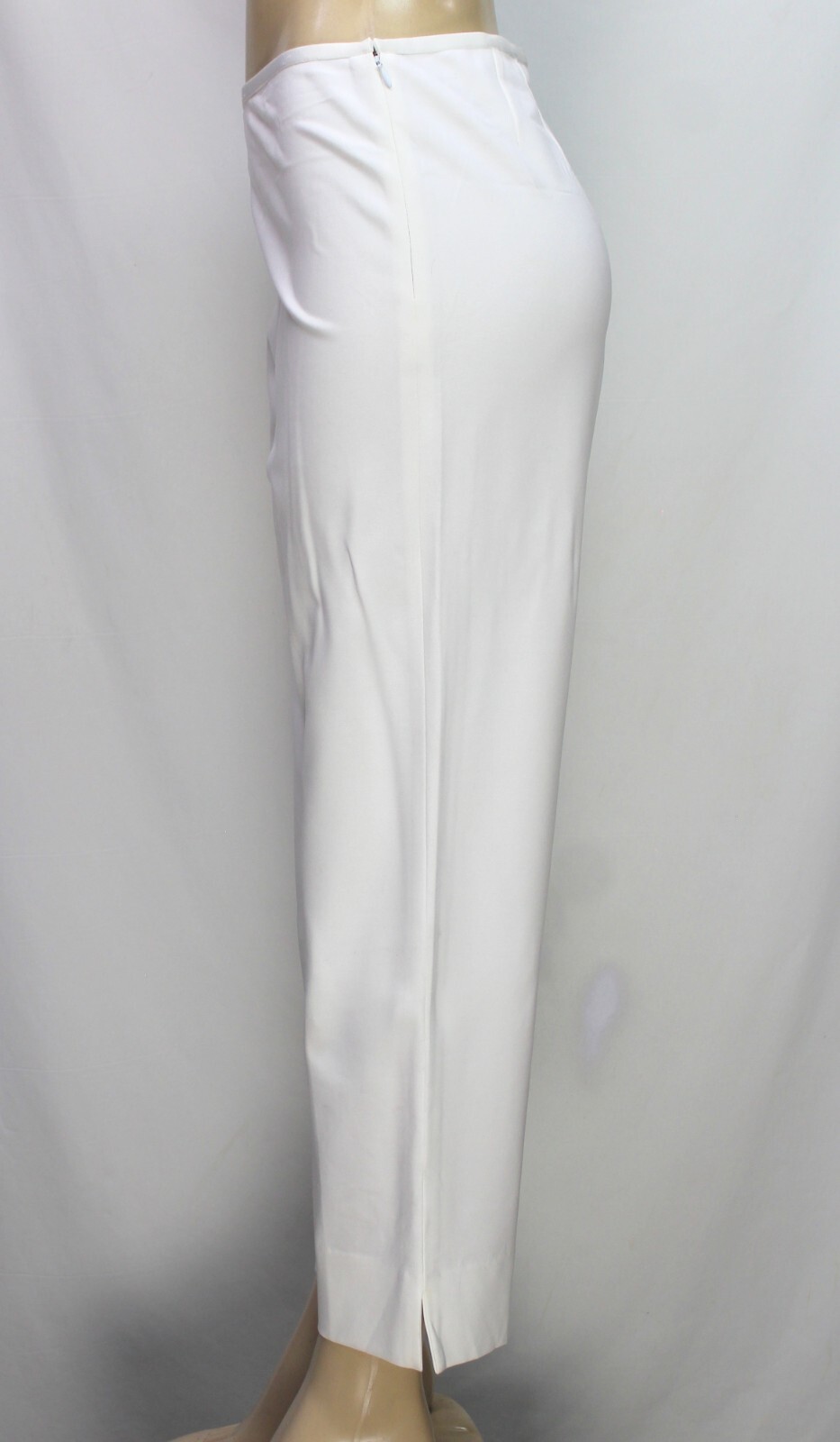 Leggiadro Ankle Pants Side Zip Closure Straight Leg Stretch Off White Size 12