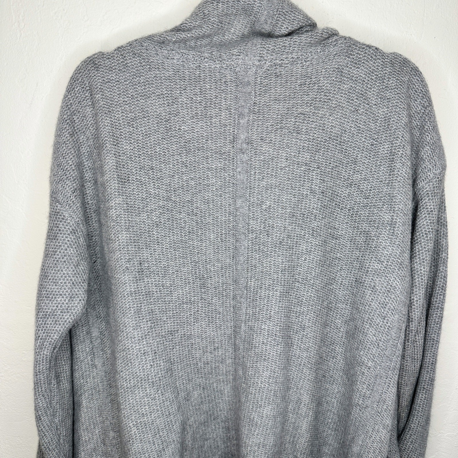 360 Cashmere Grey Draped Wrap Tie Front Moto Waterfall Cardigan Sweater Small