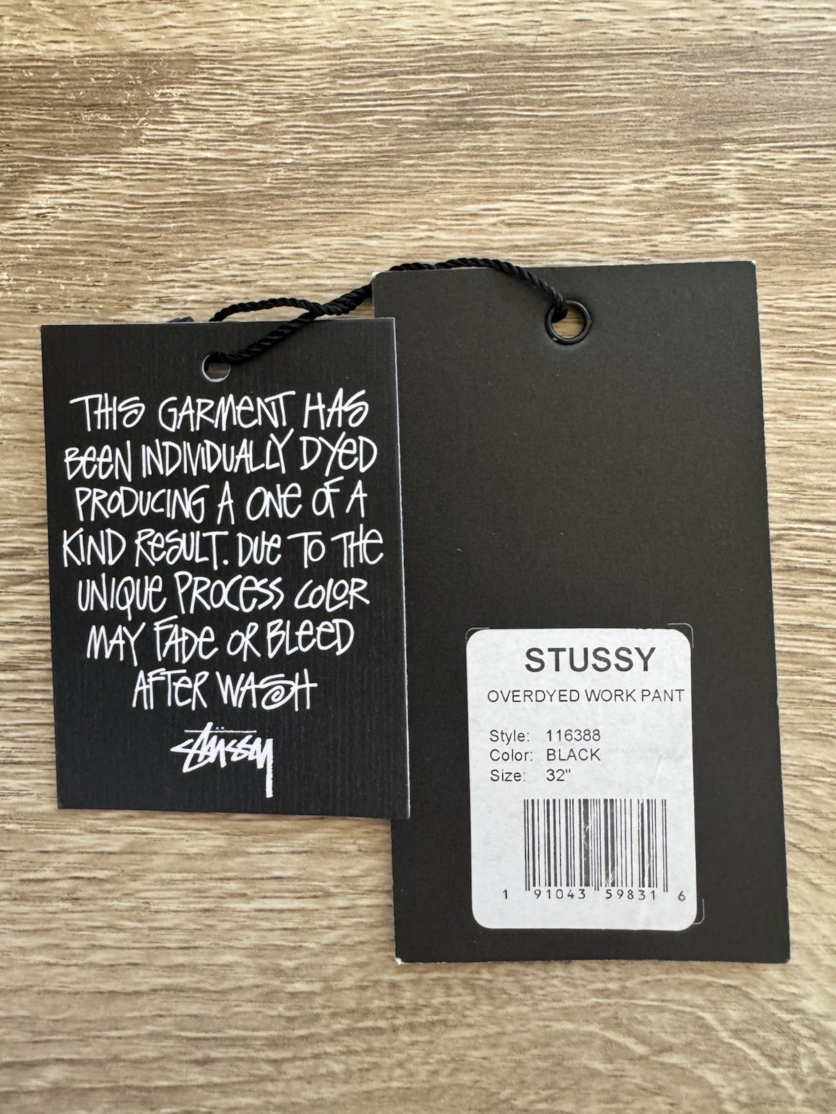 Stussy Carpenter Overdyed Work Pant 32 Black Denim Contrast Stitch Double Knee