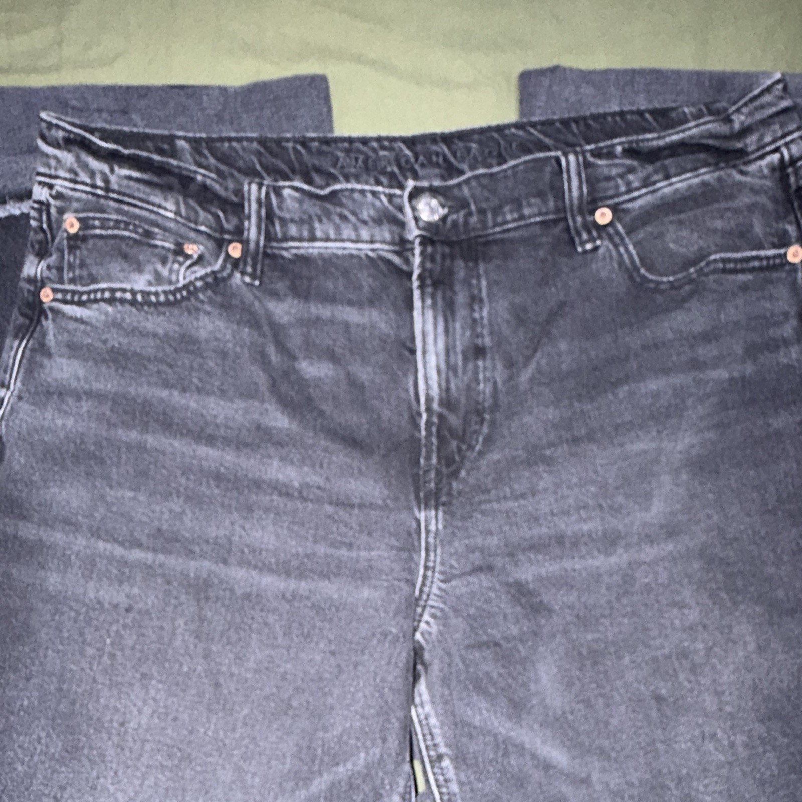 American Eagle Outfitters Black Charcoal Wash Stovepipe Jeans Size 16 Cuffed