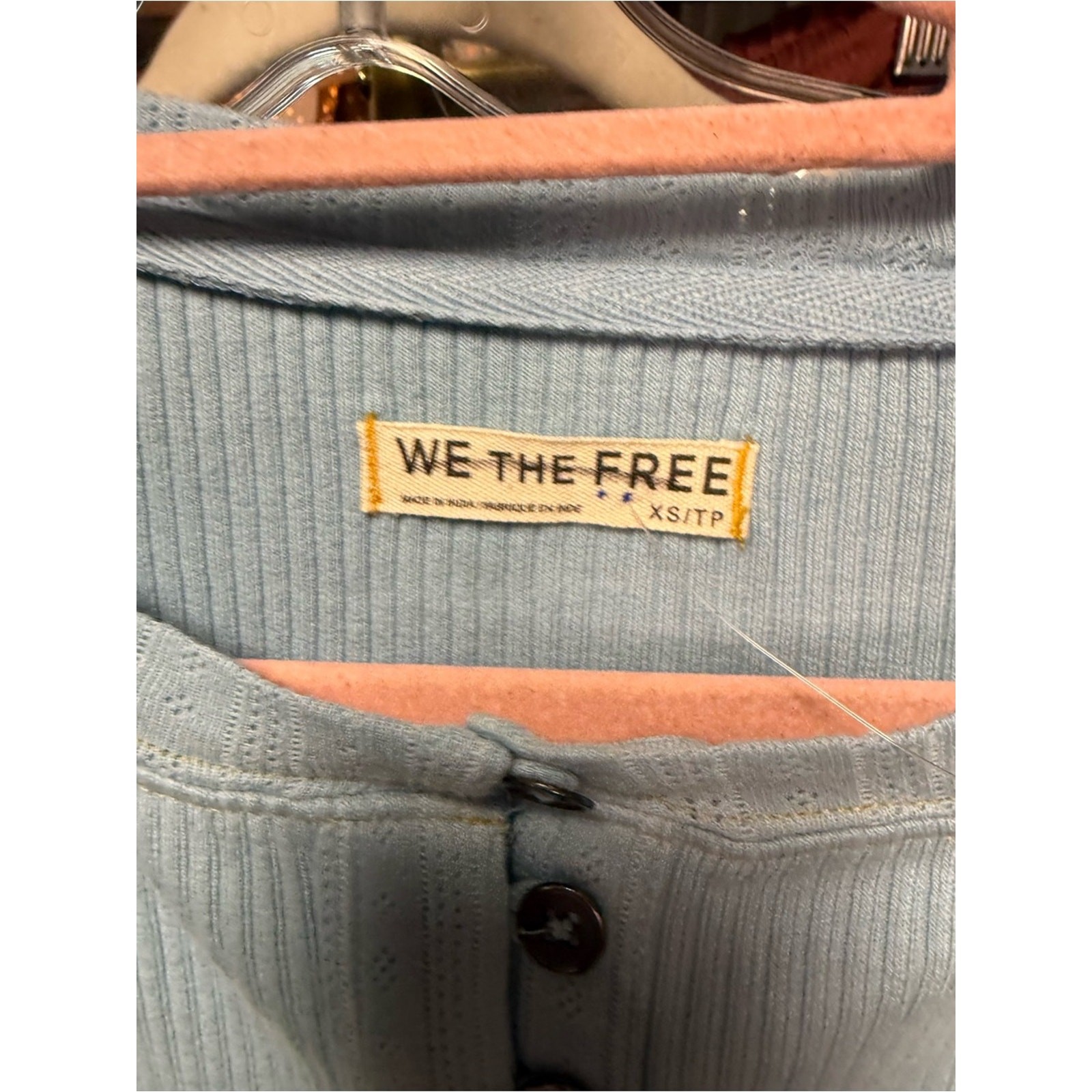 NWOT Free People We the Free Daria Cardi- Sky Blue Combo Daisy Size XS & Small