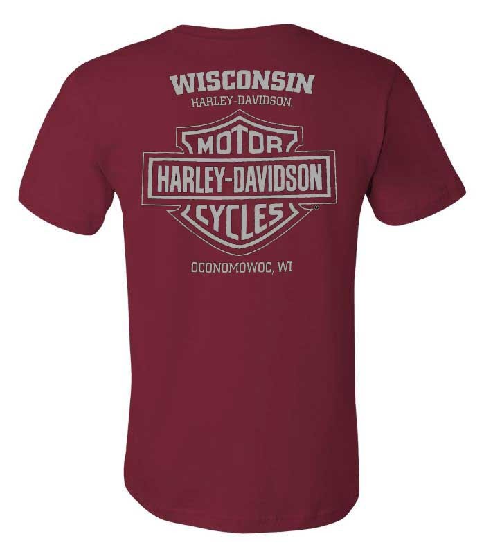 Harley-Davidson Men’s Captain Short Sleeve Chest Pocket Cotton T-Shirt, Maroon