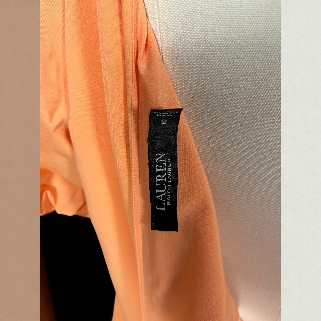 Ralph Lauren Annona One Shoulder Orange Puff Sleeve Midi Cocktail Dress 10