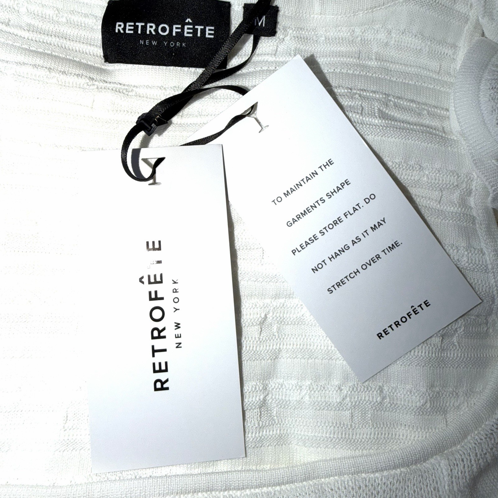NWT Retrofete Costera Knit Dress Size Medium White Ruffle Mini Bridal Wedding