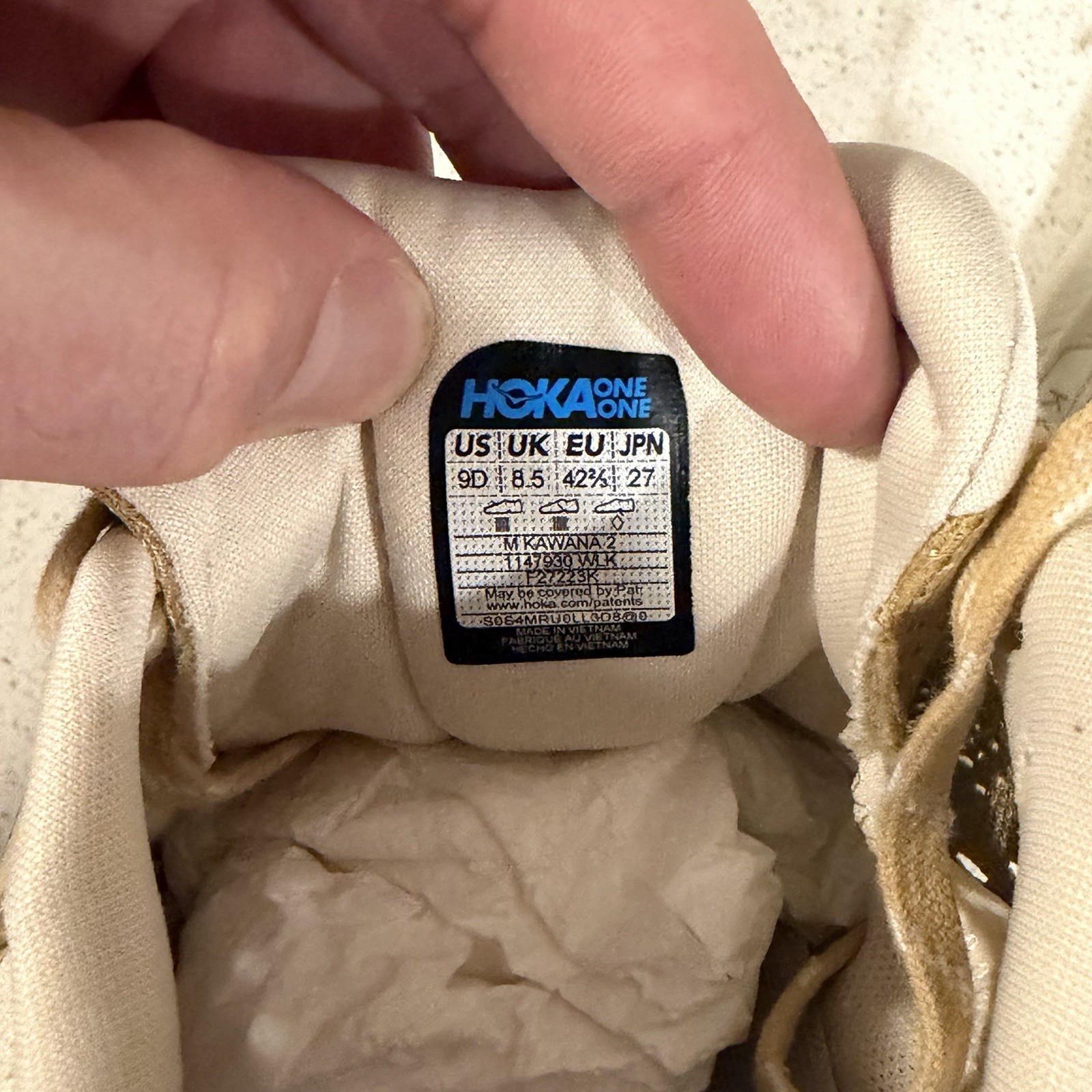 Hoka Kawana 2 Shoes Mens 9D Wheat Oat Milk Athletic running Sneakers