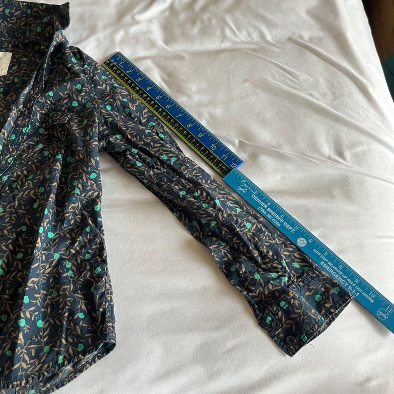 Sonoma Life + Style Size PS Navy Blue & Mint Dark Floral Cotton Button-Up Shirt