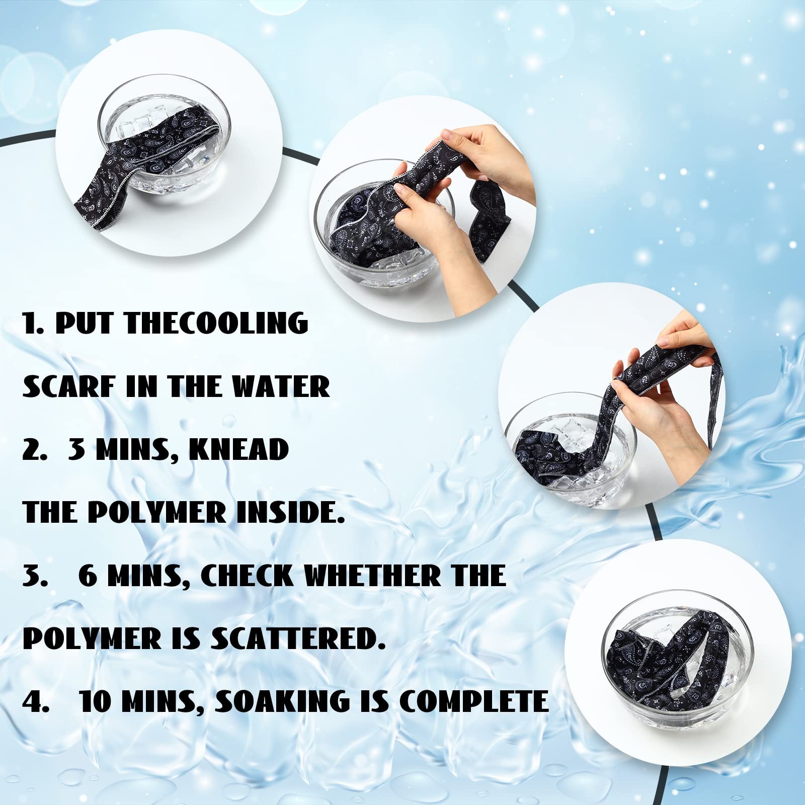 Coume 6 Pack Cooling Neck Wraps Cooler Ice Wrap Scarf Bandanas for Hot Weathe…