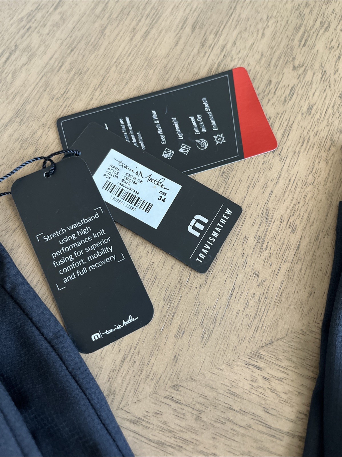 Travis Mathew Pants Mens 34×32 Black Right On Time Performance Stretch Pants