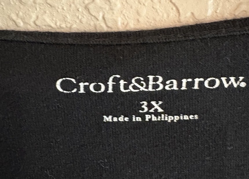 Croft and Barrow Black Eyelet Overlay T-shirt, Plus Size 3X