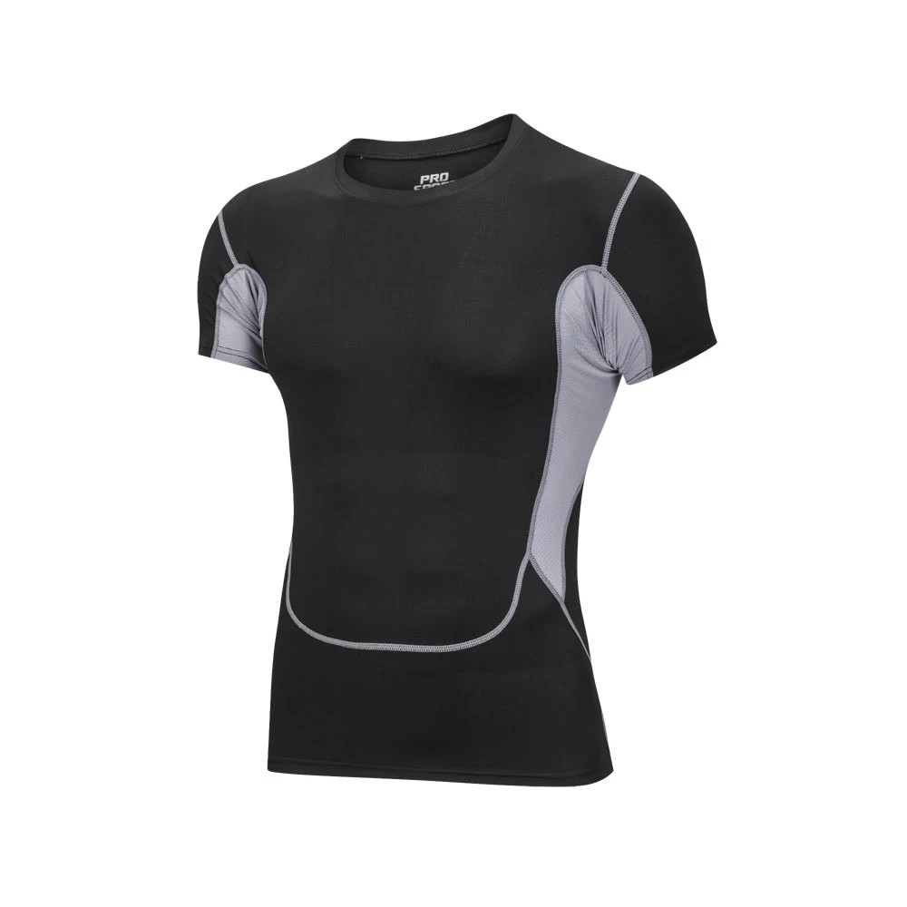 Black Tight T-shirt Running Shirt Men T-shirt Short Sleeve Compression Shirts Gy