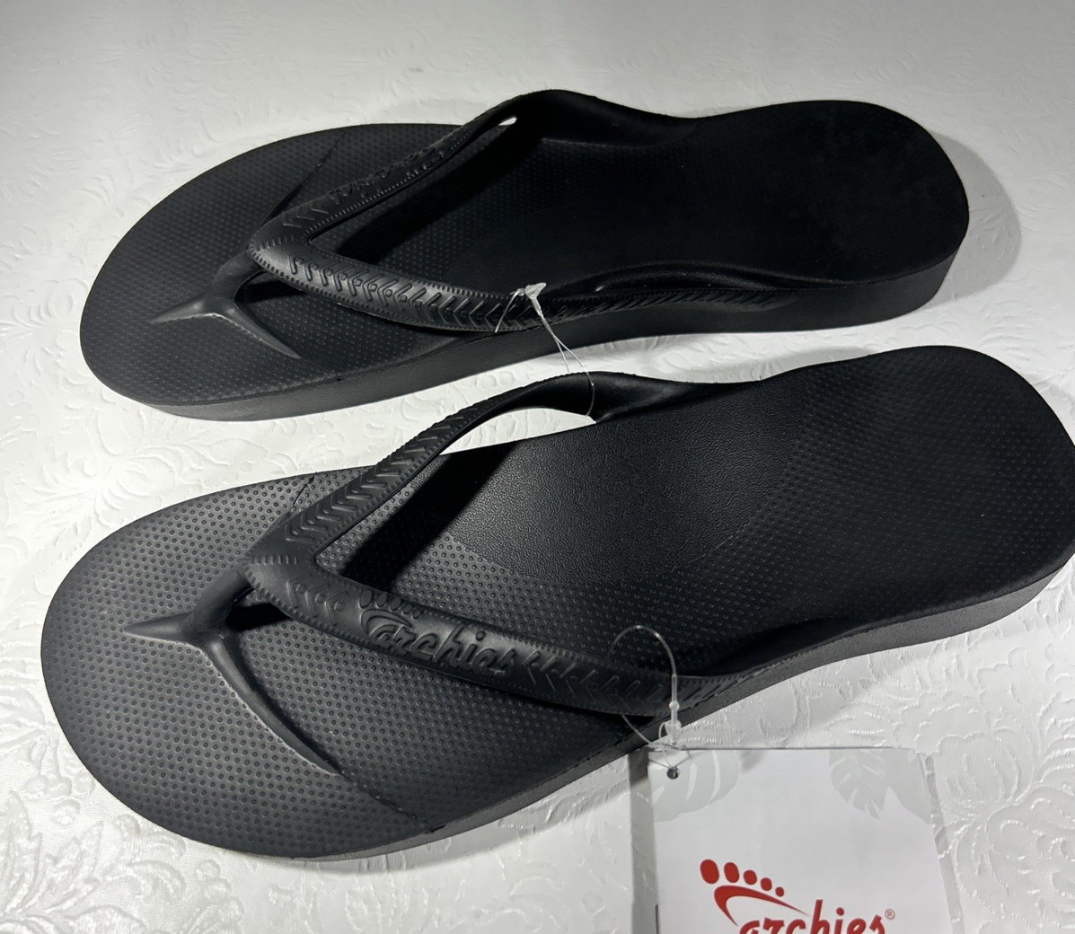 Archies Arch Support Flip Flops Black Unisex US Men’s 9/Women’s 10