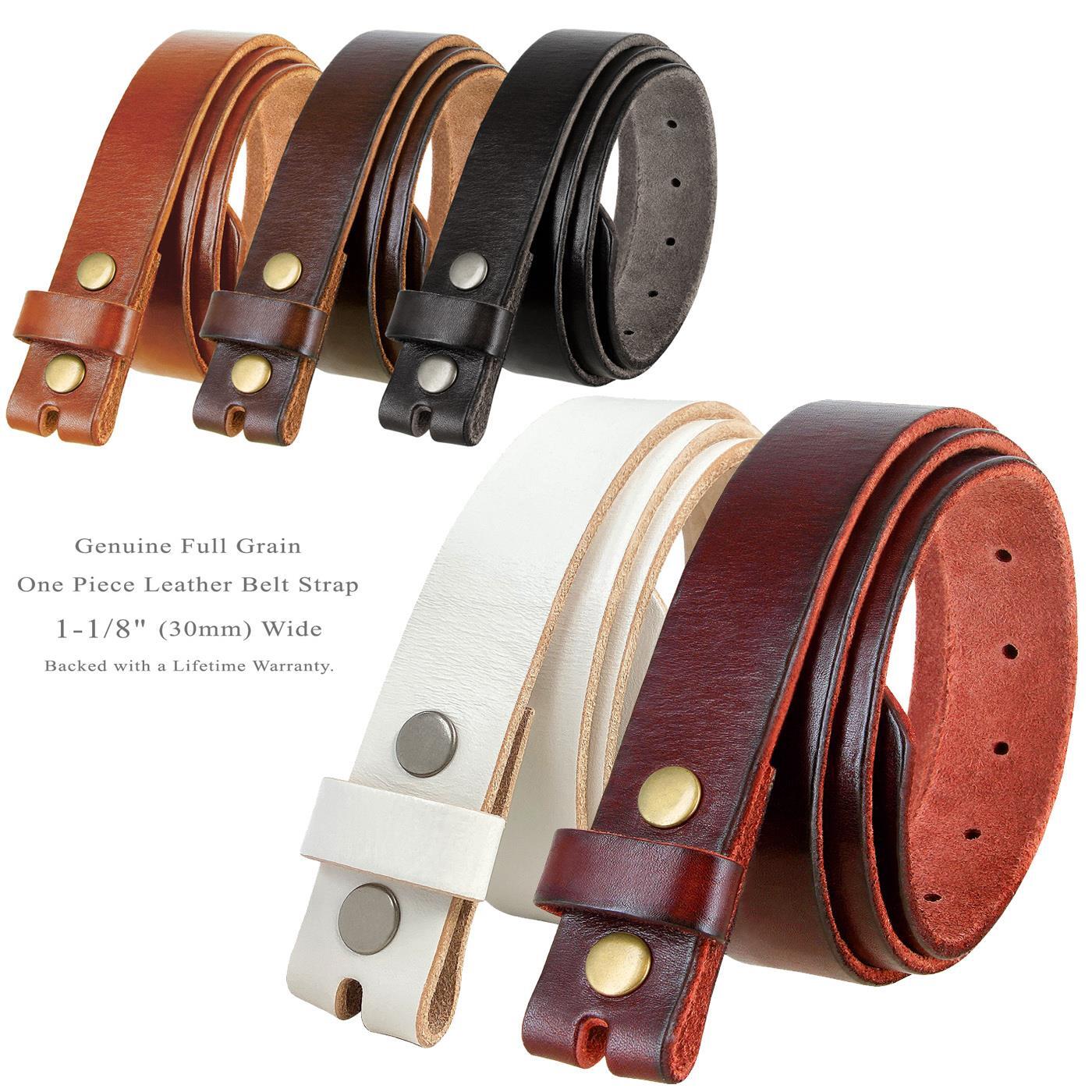 BS100 Genuine Full Grain One Piece Leather 1-1/8″(30mm) Wide Dress Belt Strap