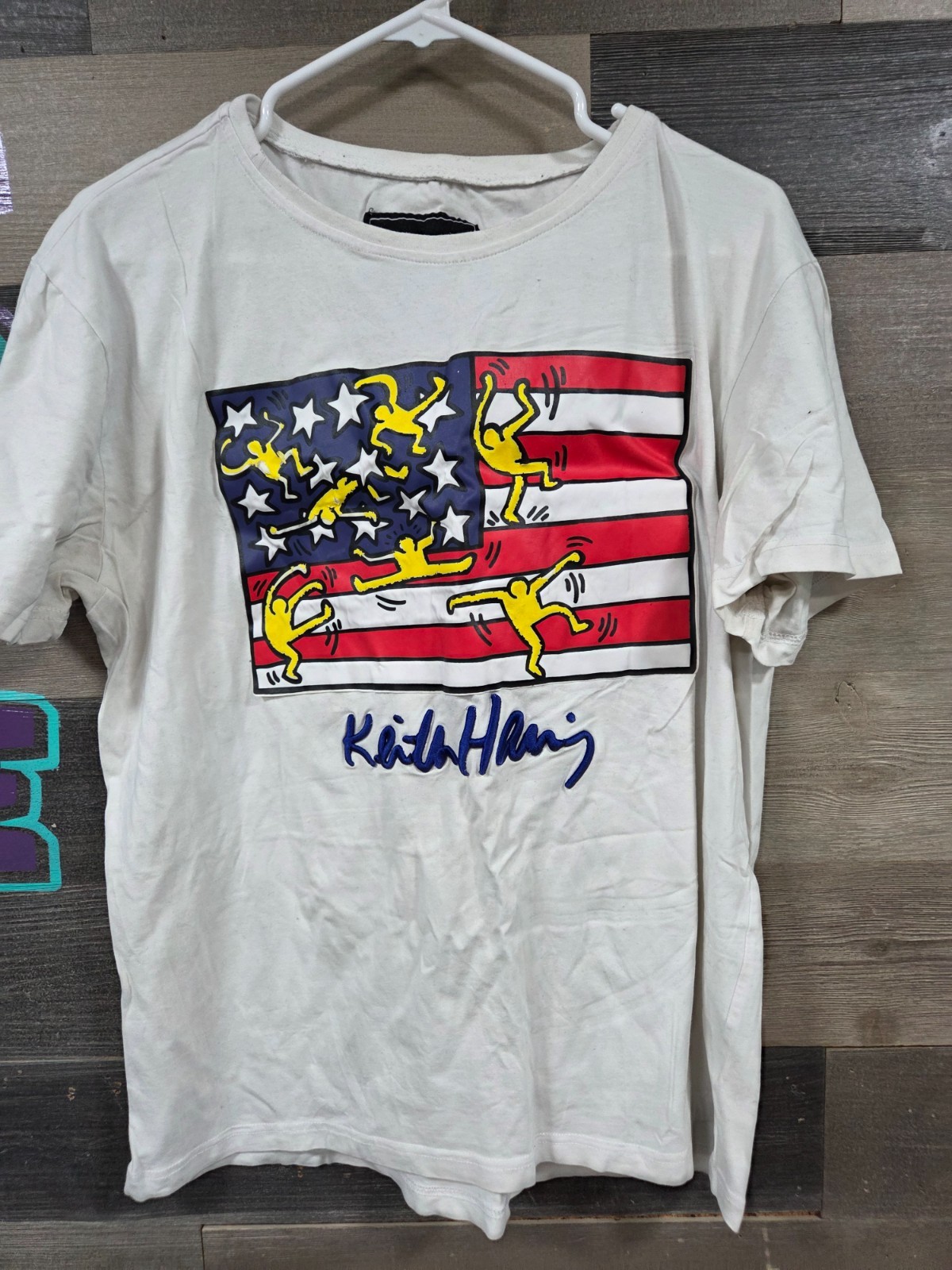 Reason Keith Haring USA Flag White T-shirt Large
