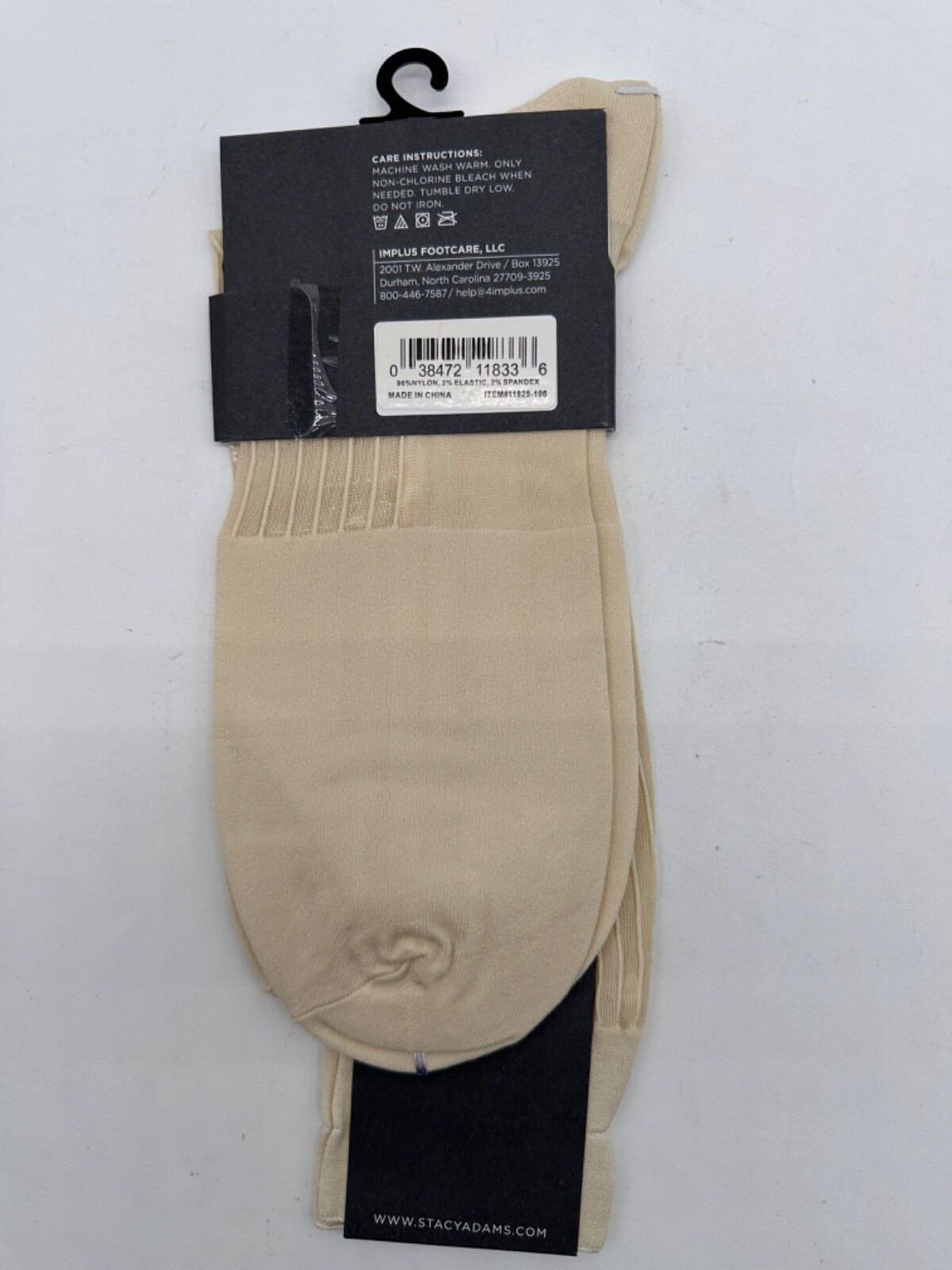 ONE PAIR NEW WITH TAG STACY ADAMS NYLON SLIKY RIBBED MEN’S CREW DRESS SOCKS